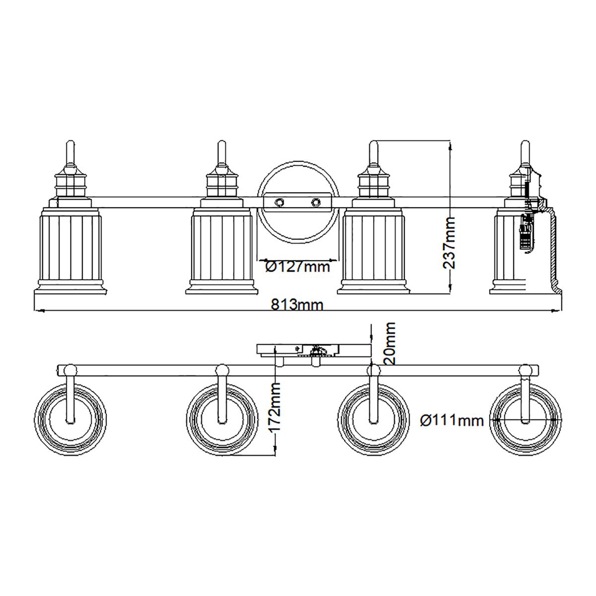 Swell 4-flammige Wandleuchte, poliertes Chrom - Elsteadlighting - leuchtengrosshandel24
