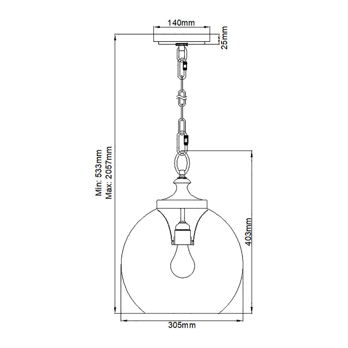 Tabby 1-flammige Pendelleuchte - Gebürsteter Stahl - Elsteadlighting - leuchtengrosshandel24