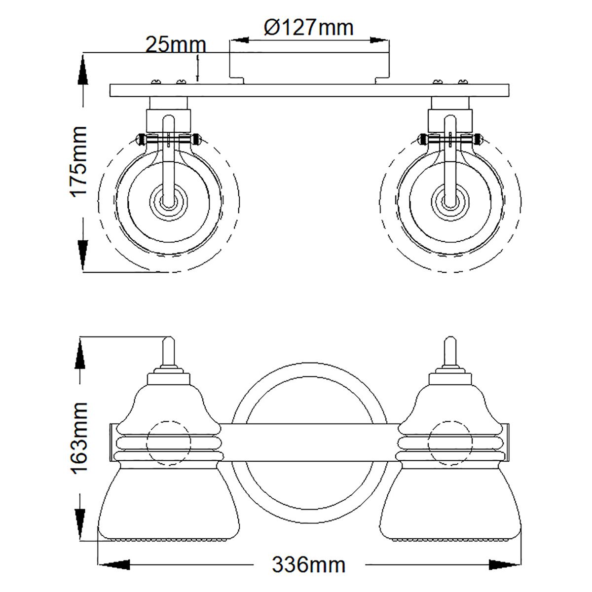 Talland 2-flammige Wandleuchte - Chrom poliert - Elsteadlighting - leuchtengrosshandel24