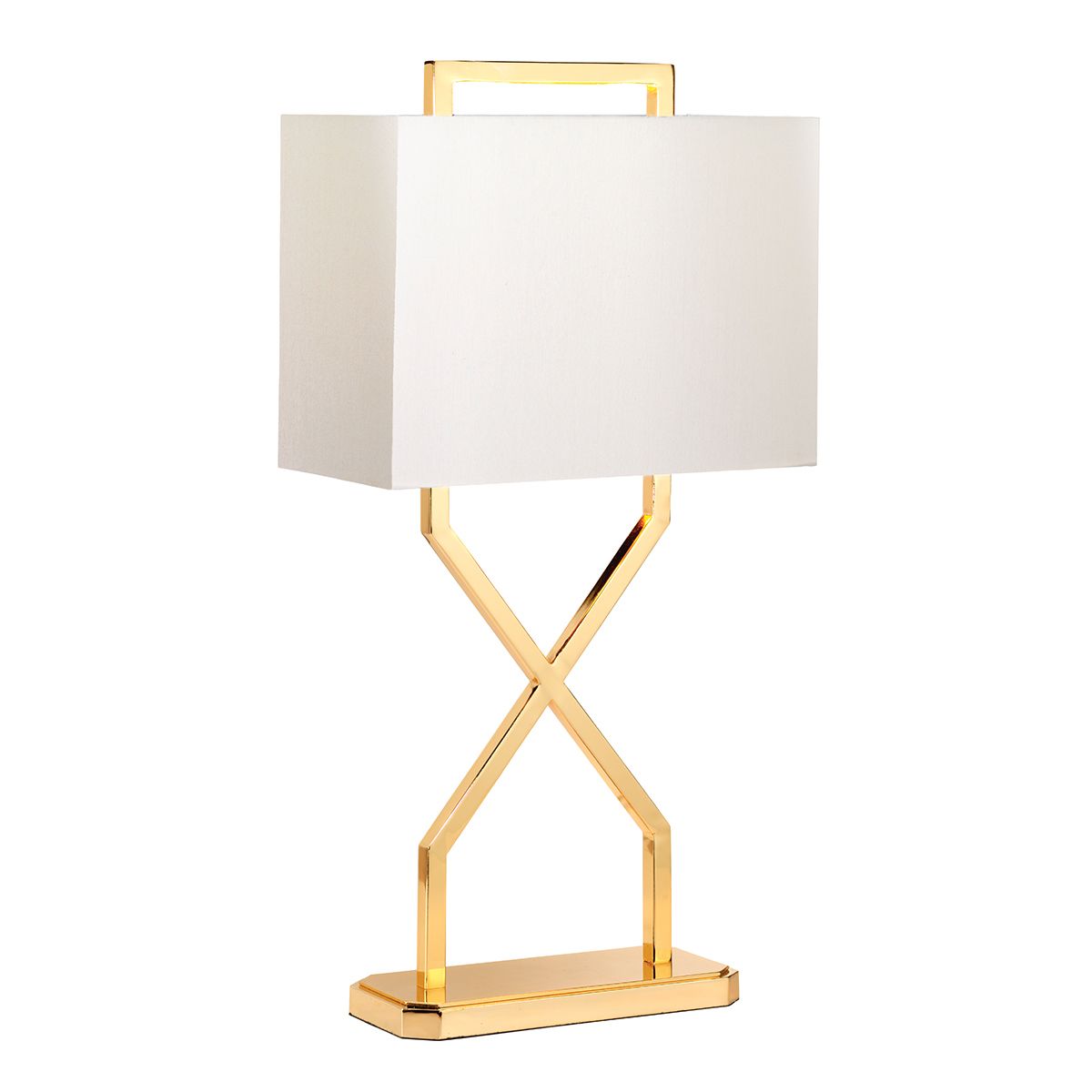 Tischlampe „Cross“ – Poliertes Gold mit elfenbeinfarbenem Schirm - Elsteadlighting - leuchtengrosshandel24