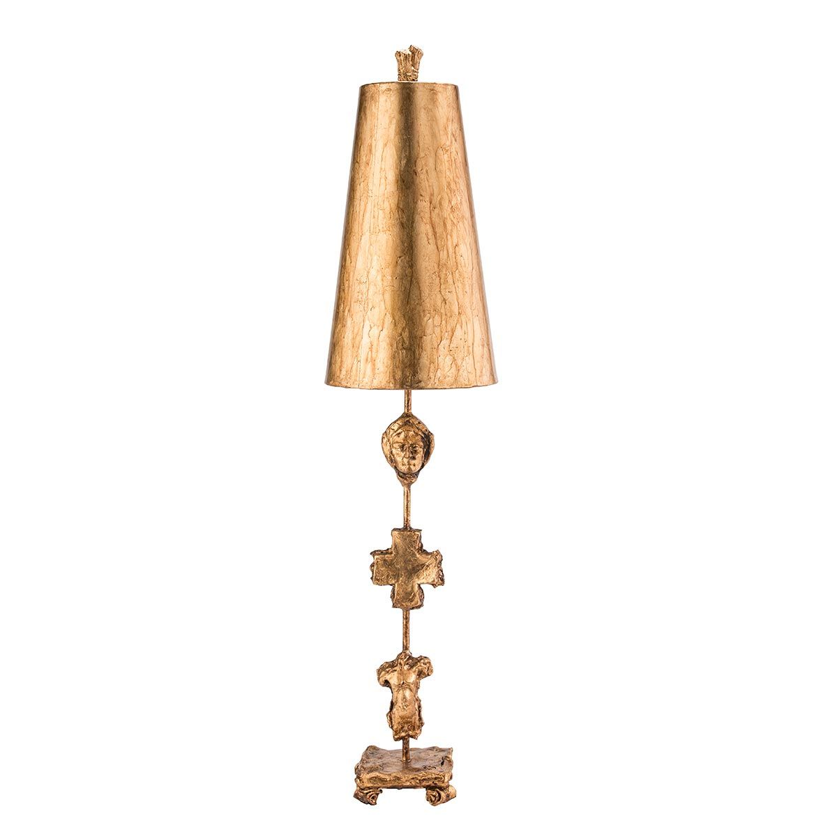 Tischlampe „Fragment“ mit 1 Licht, gealtertes Gold mit Blattgold und Schirm aus Umbraglasur - Elsteadlighting - leuchtengrosshandel24