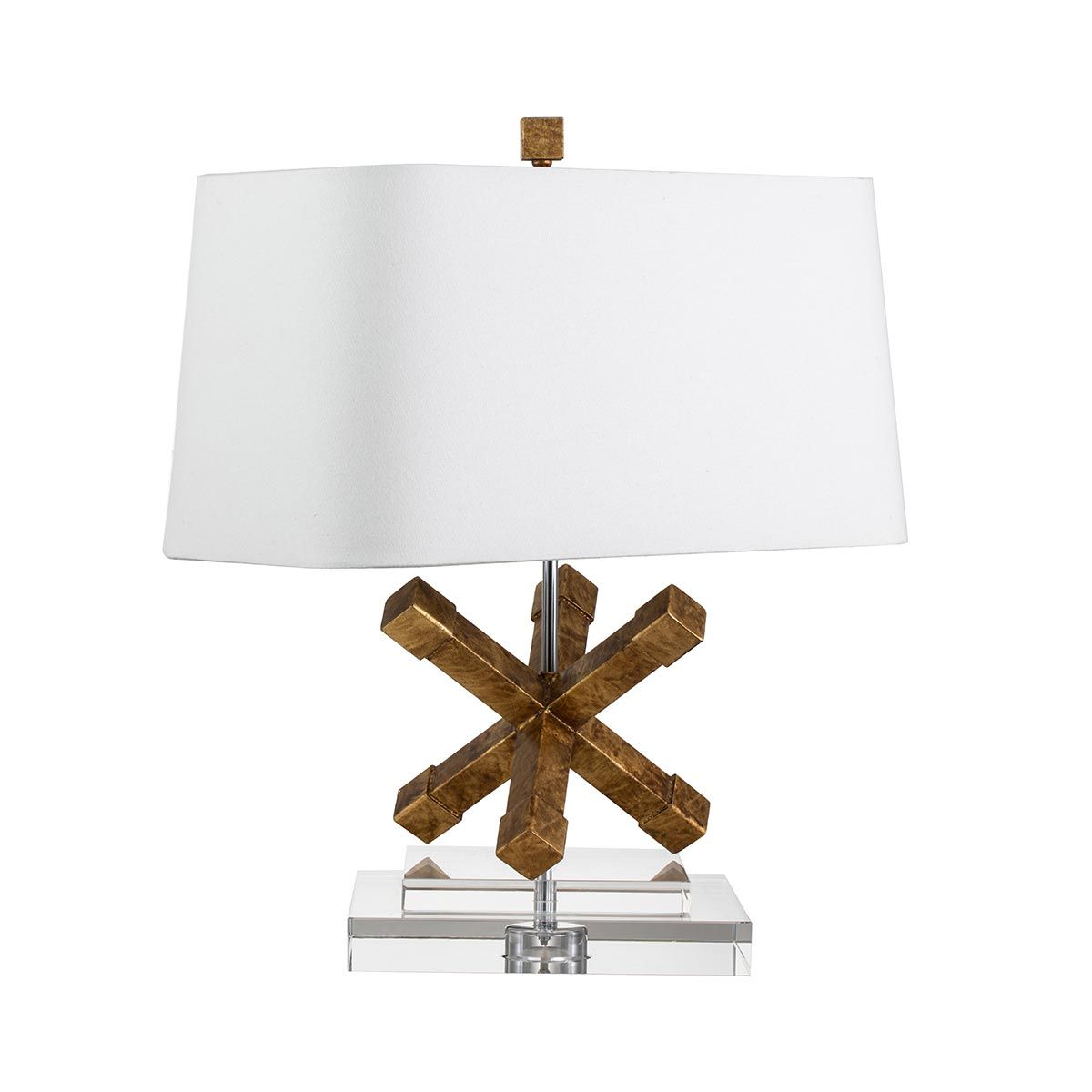Tischlampe Jackson Square mit 1 Licht, Antik-Gold mit cremefarbenem Schirm - Elsteadlighting - leuchtengrosshandel24