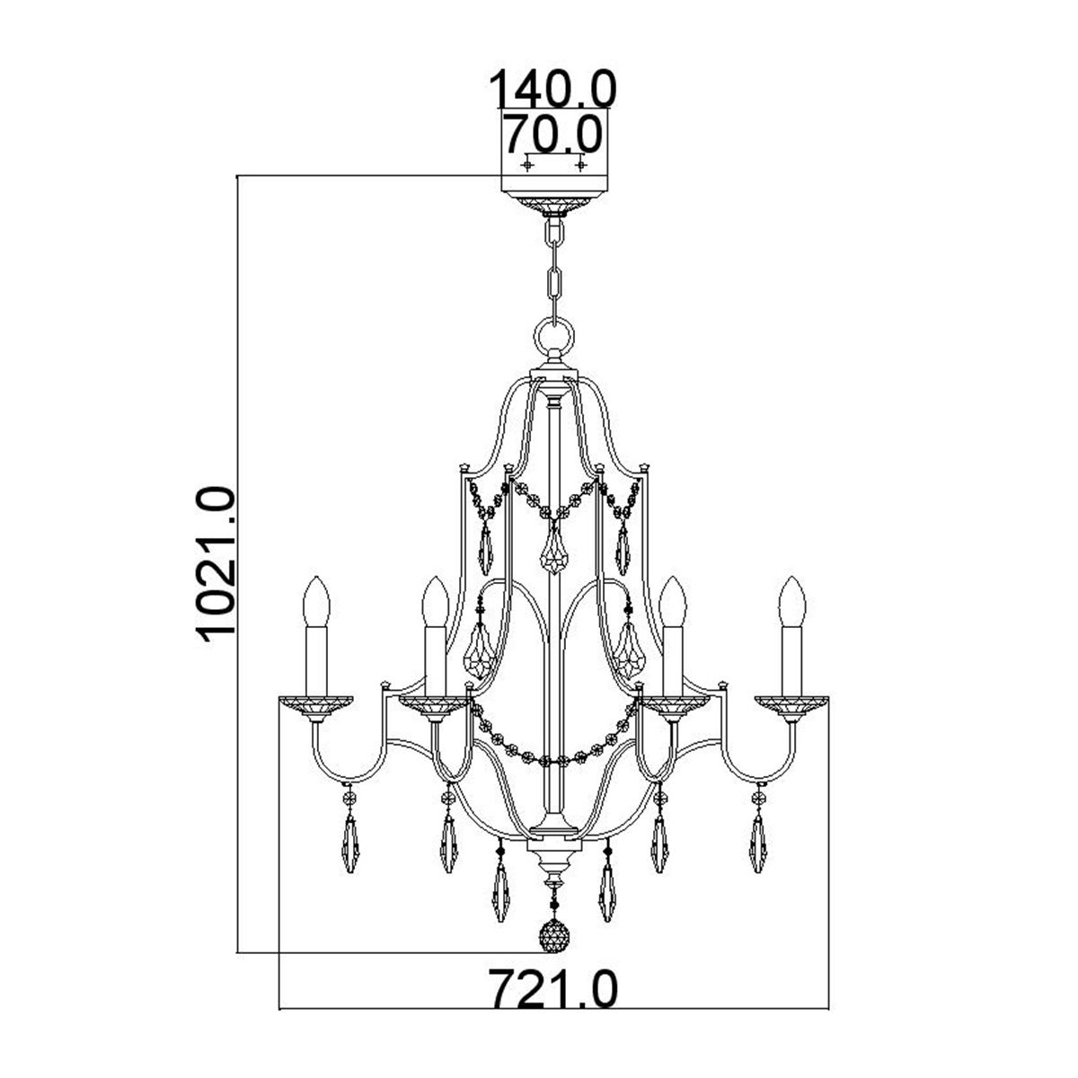 Valentina Kronleuchter mit 6 Lichtern - Oxidierte Bronze - Elsteadlighting - FE - VALENTINA6