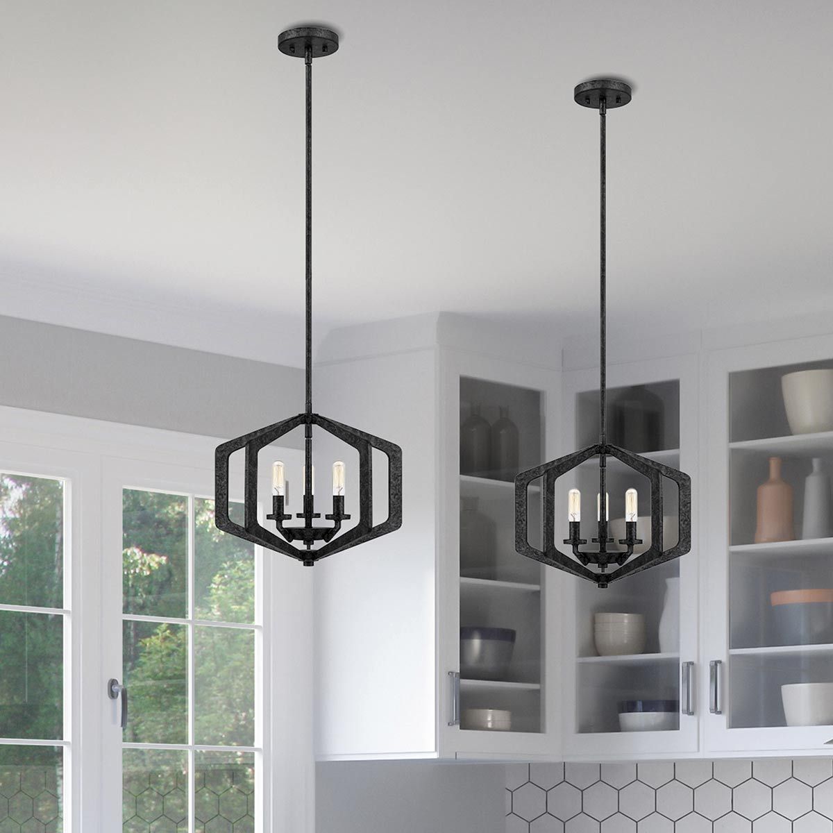 Vanguard Pendelleuchte mit 3 Lichtern - Altschwarz - Elsteadlighting - QZ - VANGUARD - 3P - OK
