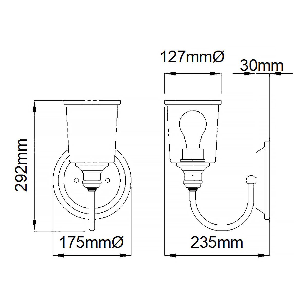 Waverly 1 - flammige Wandleuchte - Klassisches Zinn - Elsteadlighting - KL - WAVERLY1 - CLP