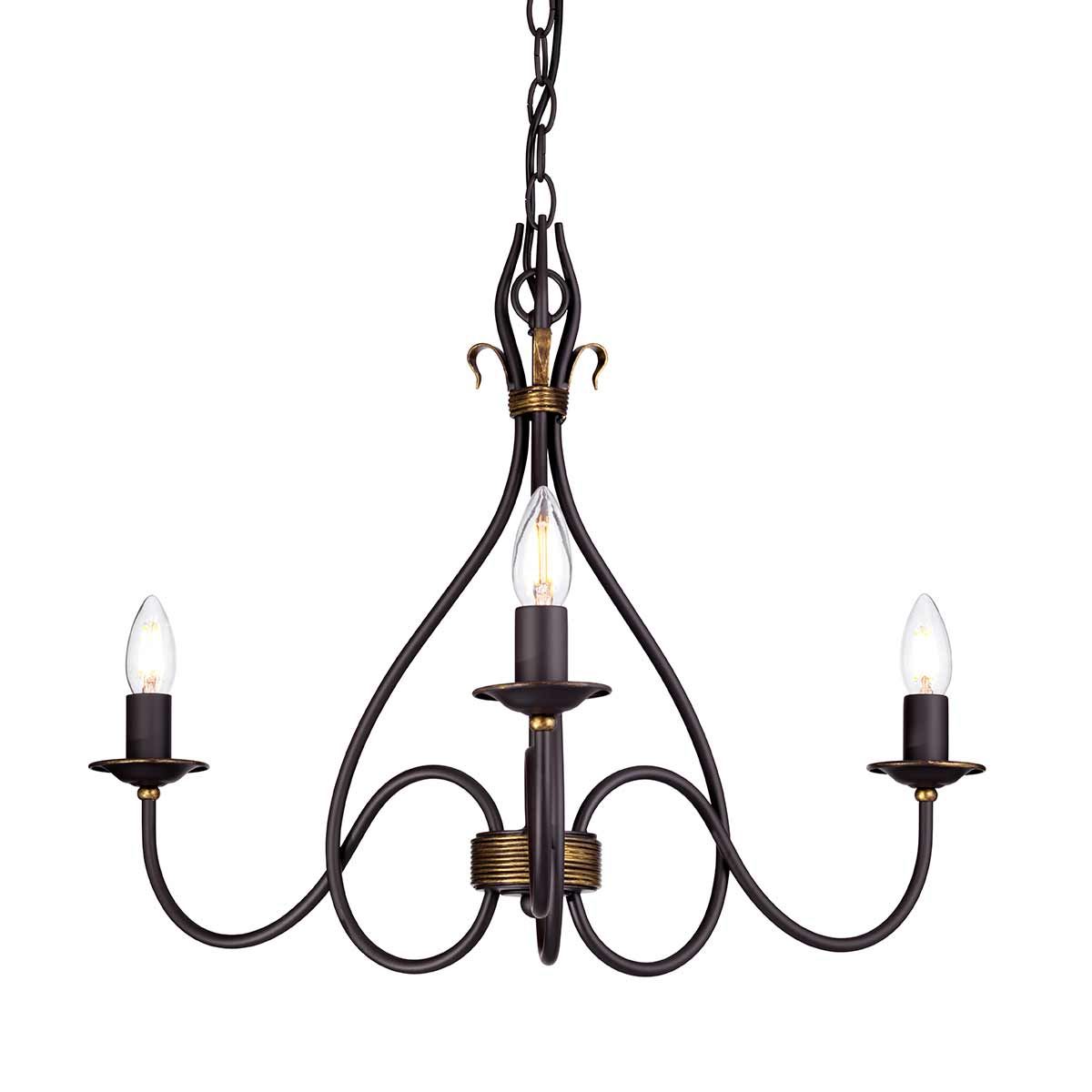 Windermere Kronleuchter mit 3 Lichtern, Rost/Gold - Elsteadlighting - WM3