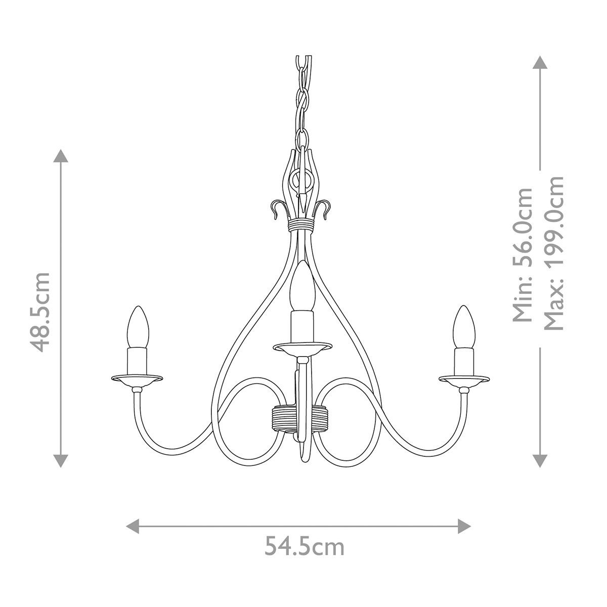 Windermere Kronleuchter mit 3 Lichtern, Rost/Gold - Elsteadlighting - WM3