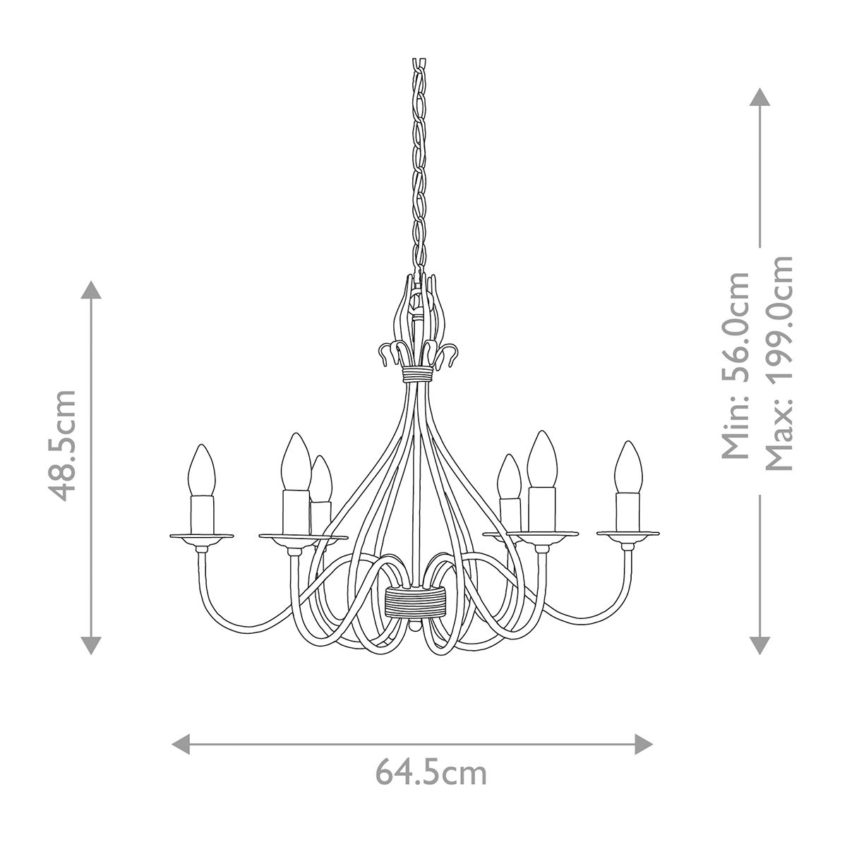Windermere Kronleuchter mit 6 Lichtern, Rost/Gold - Elsteadlighting - WM6