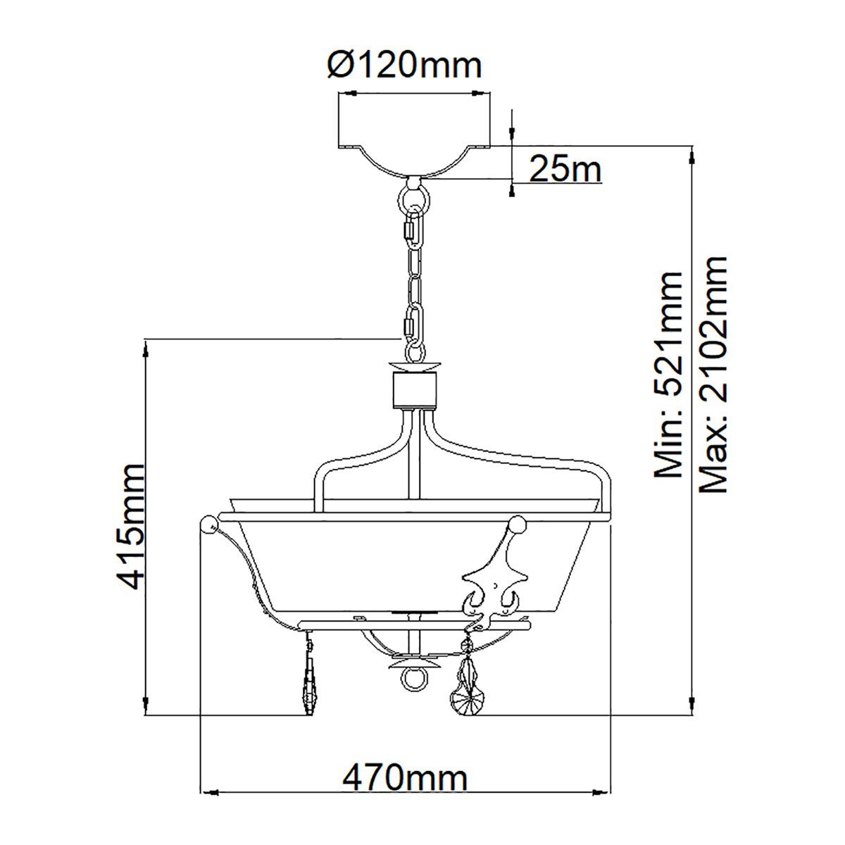 Windsor 3 - flammige Deckenleuchte, halbbündig, Goldpatina - Elsteadlighting - WINDSOR - SF - GOLD