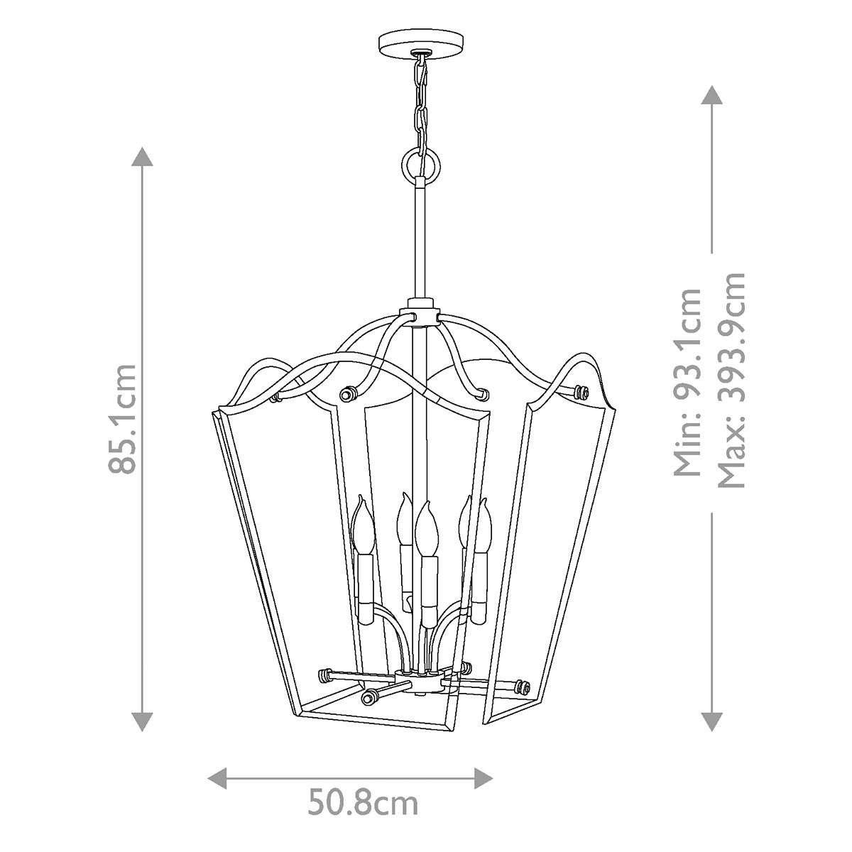 Wingate Pendelleuchte, 6 Lichter, groß, Antik - Nickel poliert - Elsteadlighting - HK - WINGATE - P - L