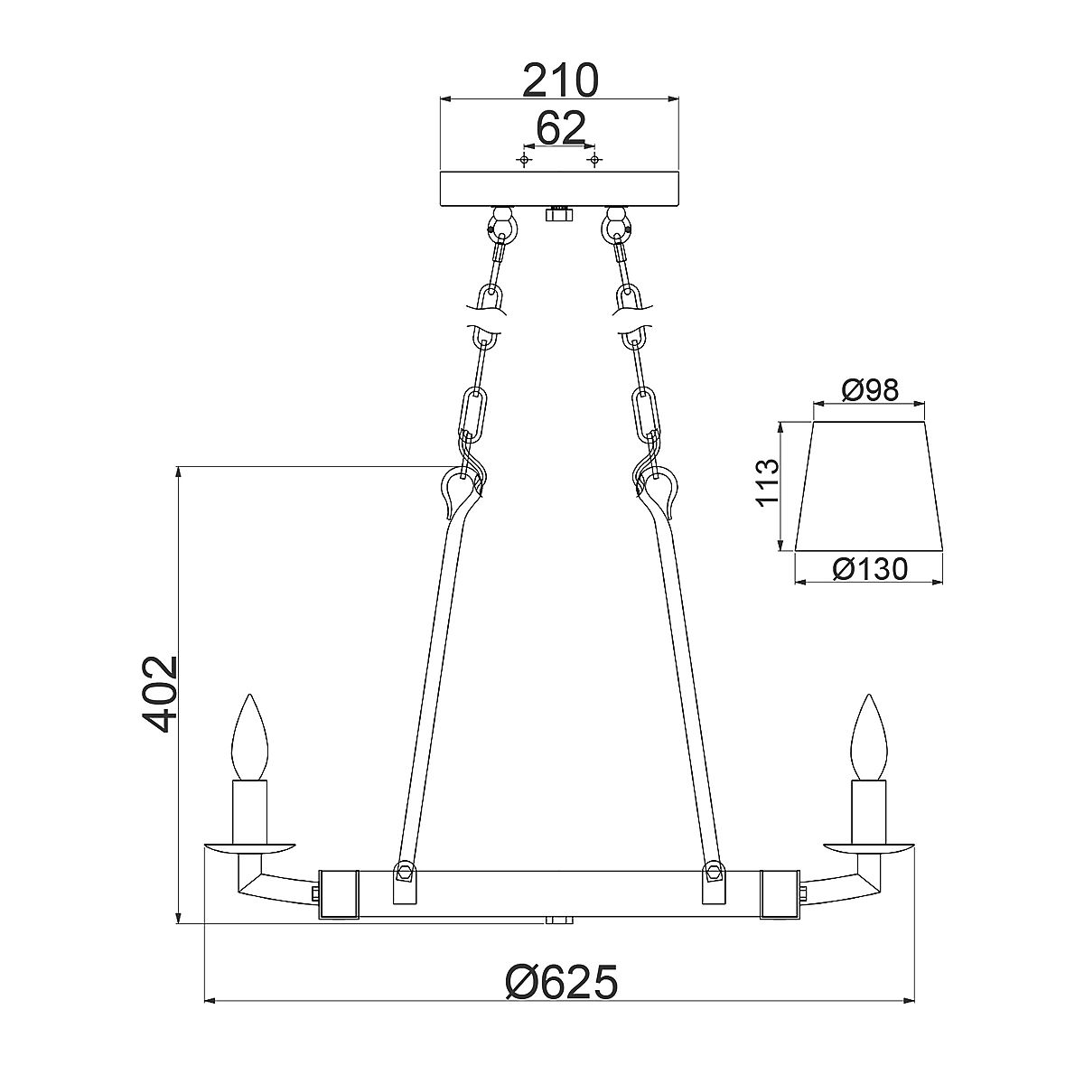 Wyatt Kronleuchter mit 6 Lichtern, Eisenrost - Elsteadlighting - HK - WYATT6