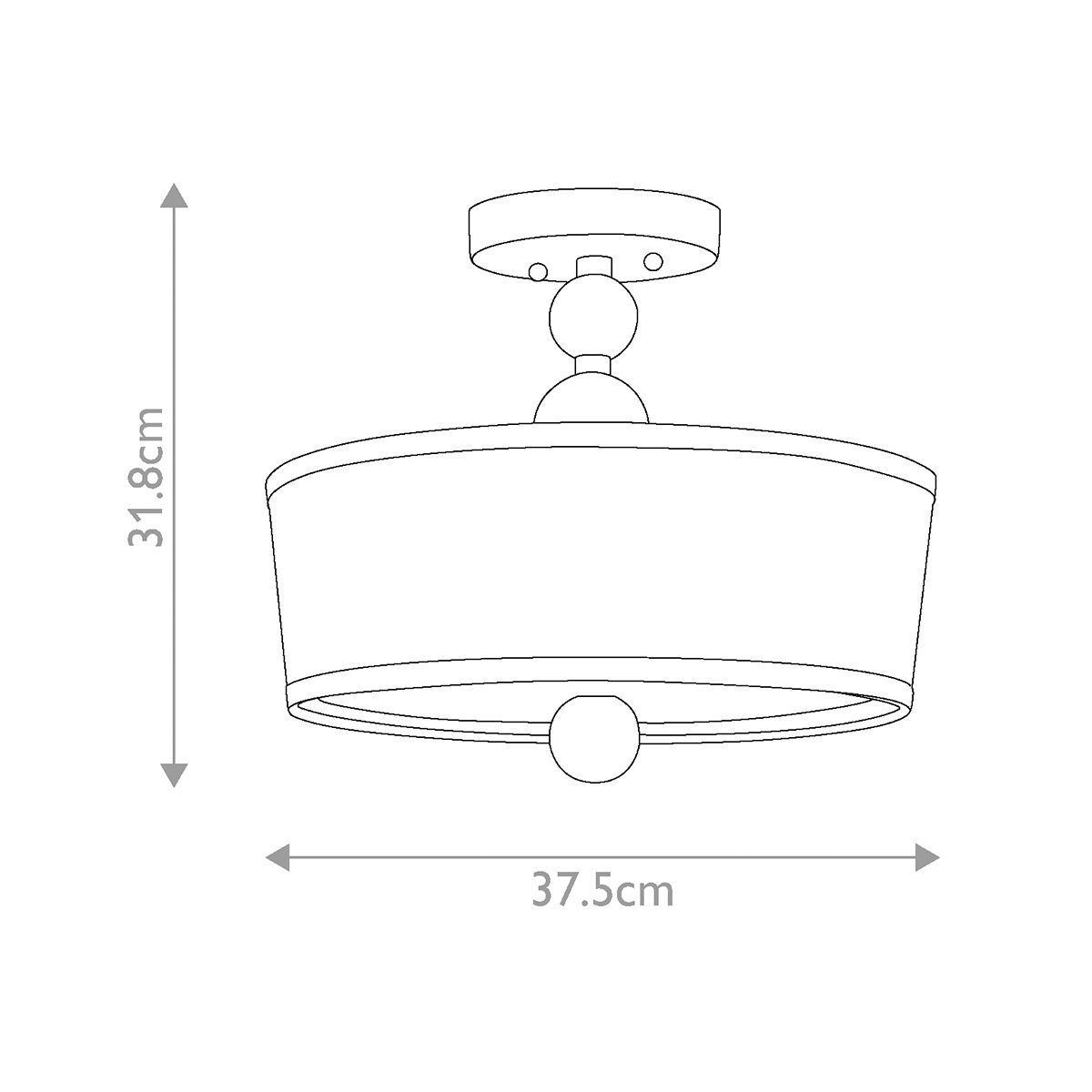 Zelda 3 - flammige Halbdeckenleuchte, poliertes Nickel - Elsteadlighting - HK - ZELDA - SF - PN