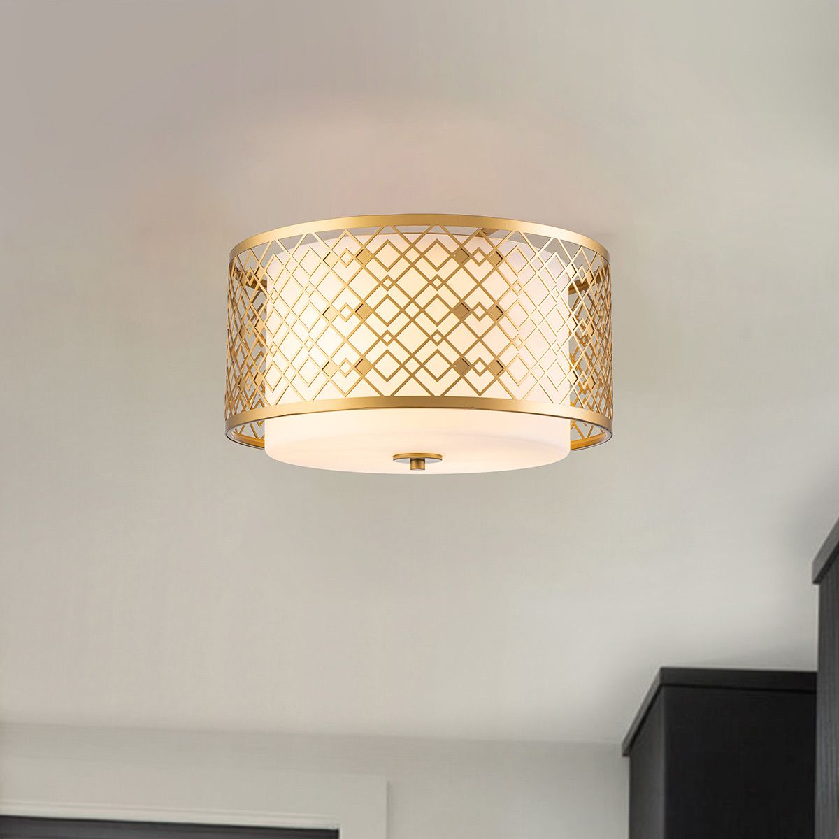 Ziggy, 2 l, mittlere Spülung, lackiertes Gold - Elsteadlighting - ZIGGY - F - M - LG