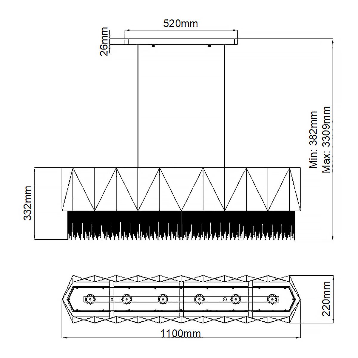 Zuma 6 - flammige Pendelleuchte - Satinschwarz/Gold - Elsteadlighting - HK - ZUMA - ISLE - SBG