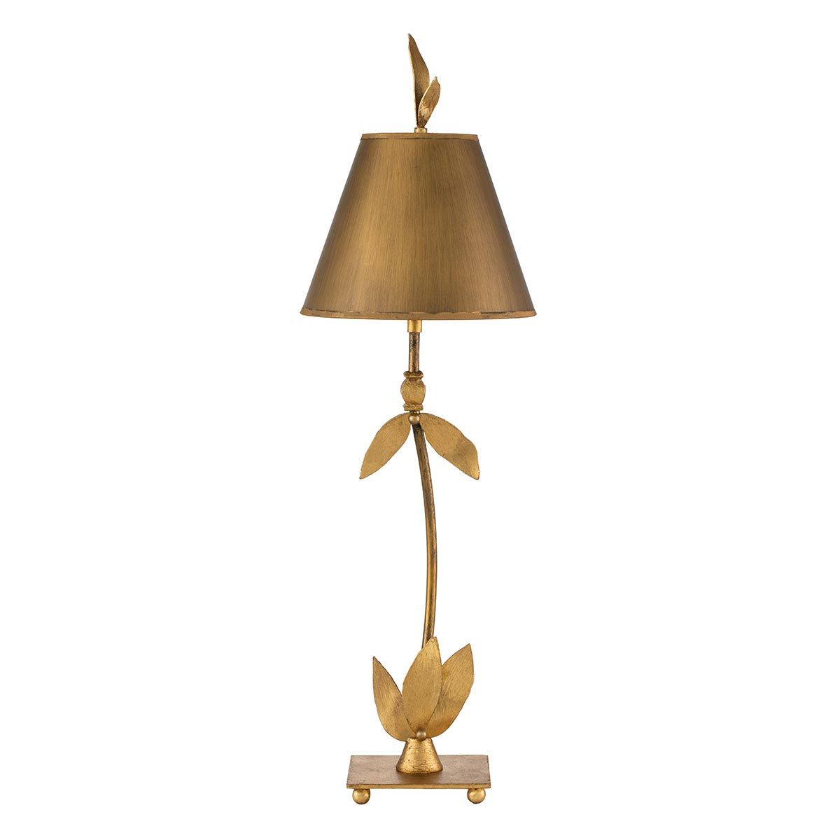 Tischlampe Red Bell mit 1 Licht, Blattgold mit goldenem Schirm
