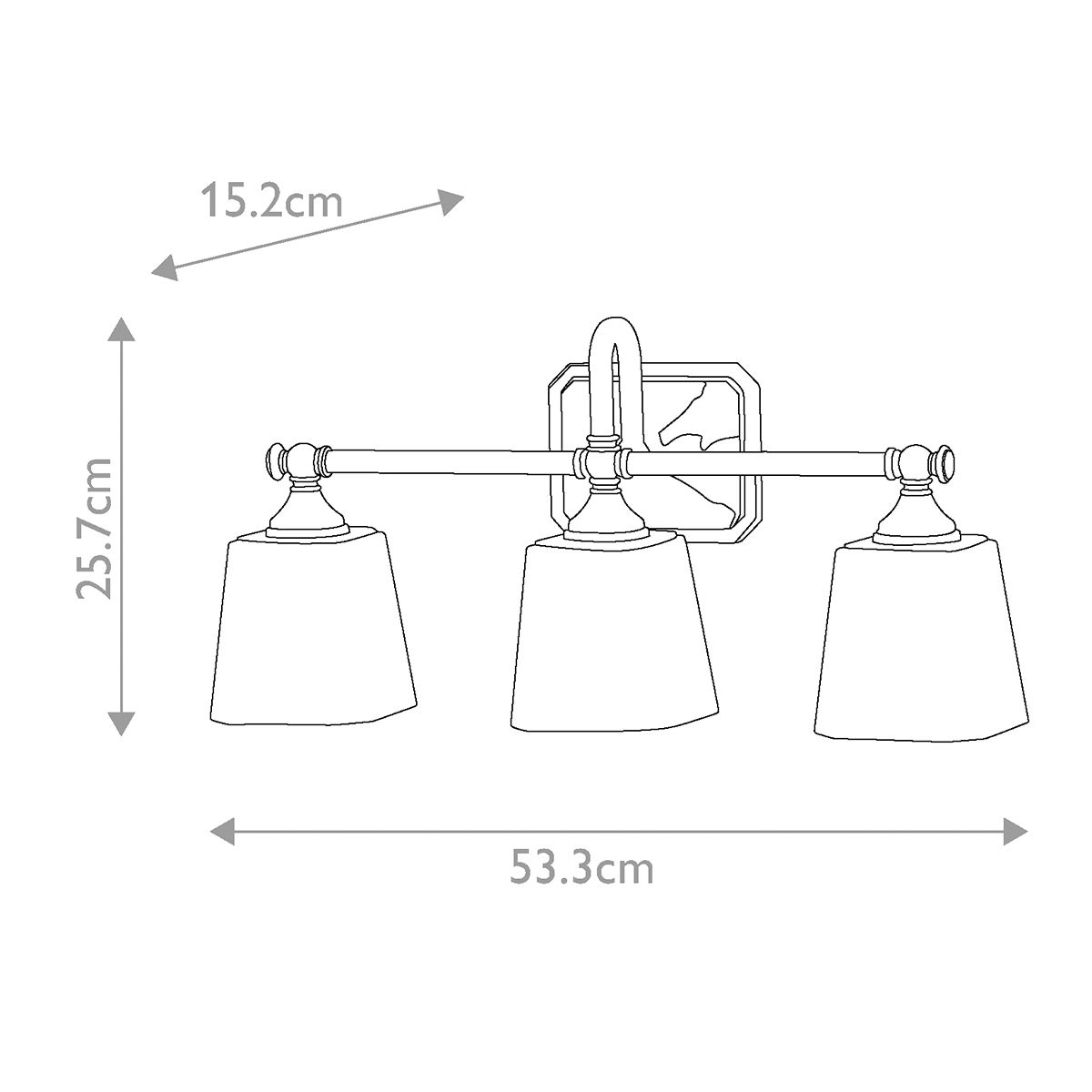 Concord 3-flammige Wandleuchte - Poliertes Chrom
