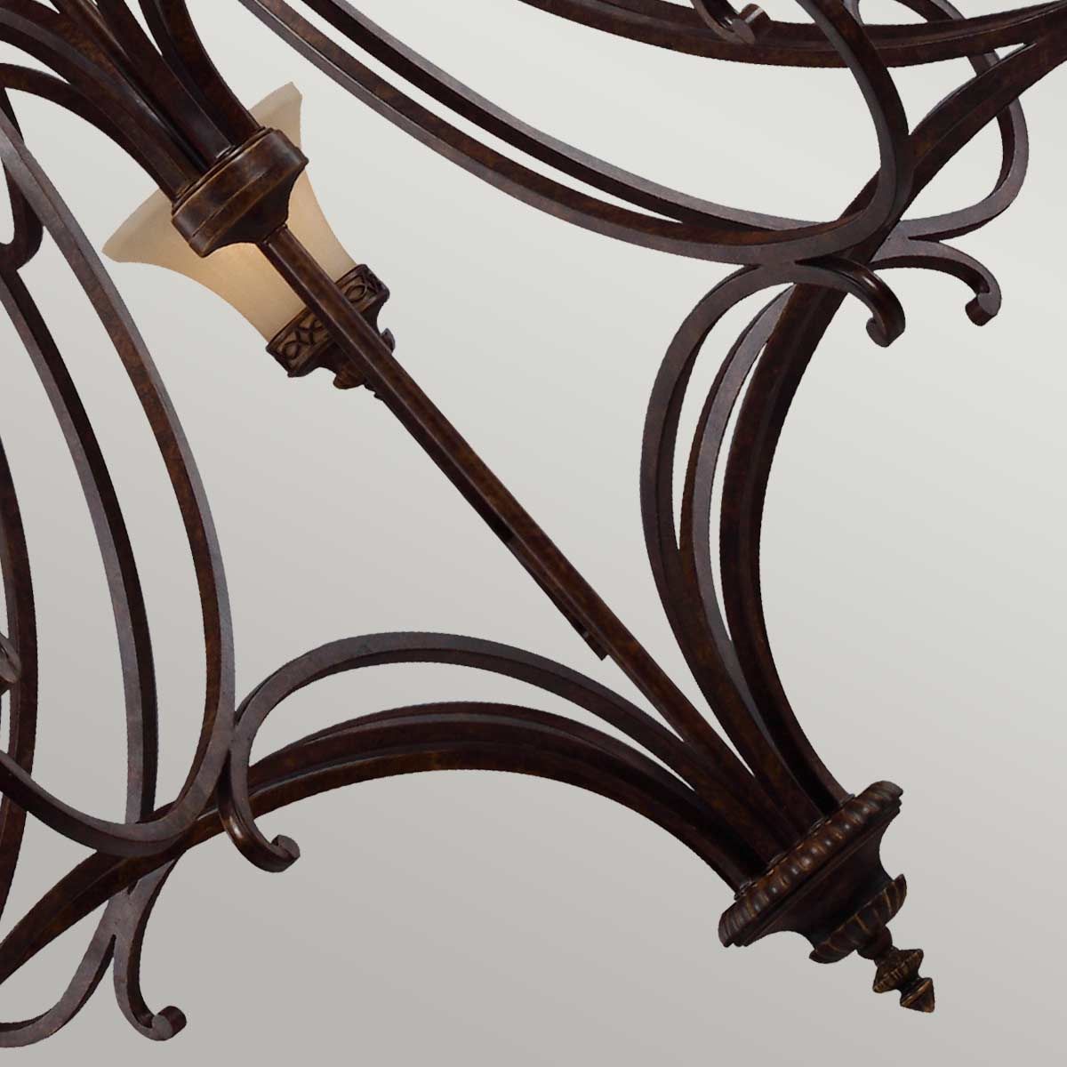 Kronleuchter „Drawing Room“ mit 18 Lichtern, Walnuss