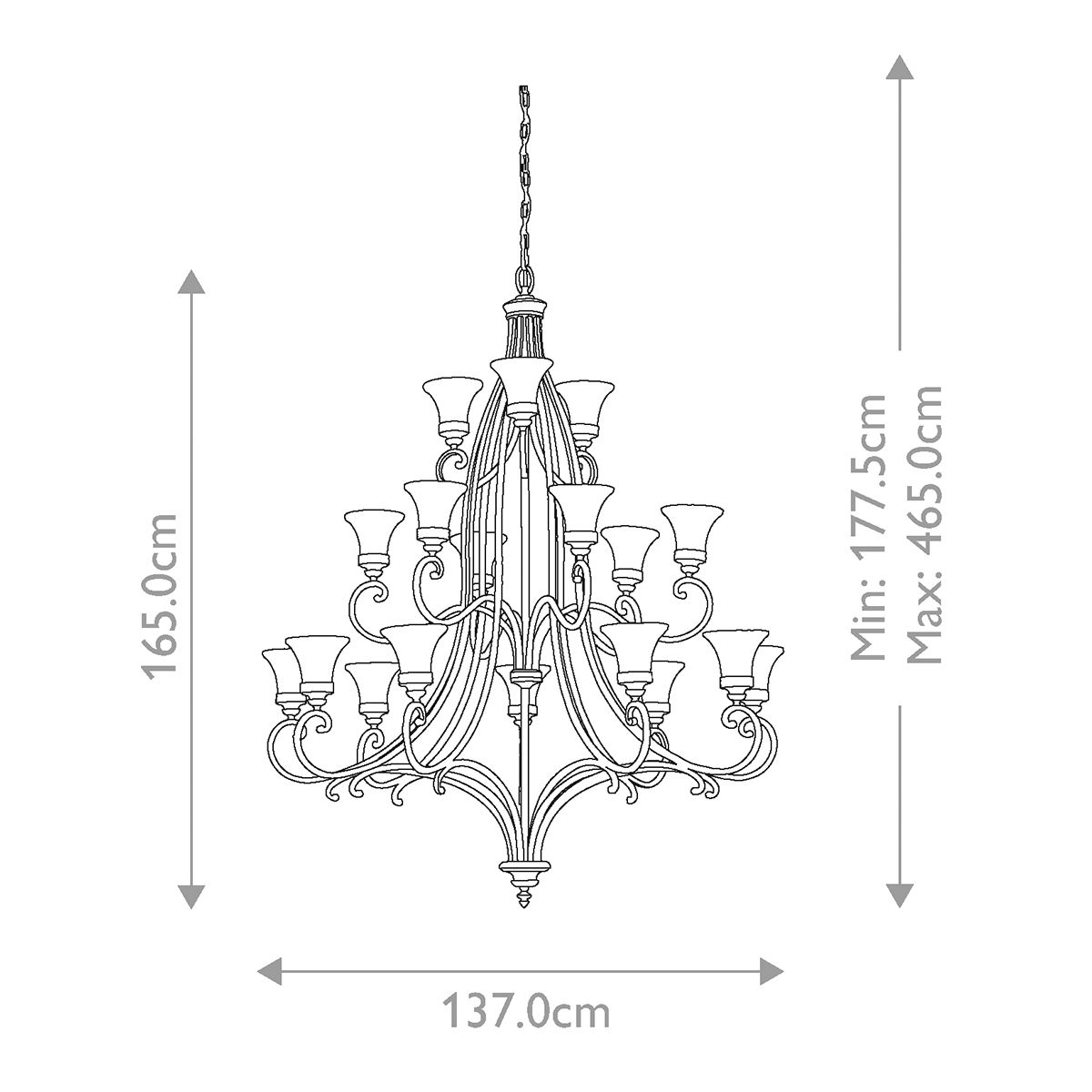 Kronleuchter „Drawing Room“ mit 18 Lichtern, Walnuss