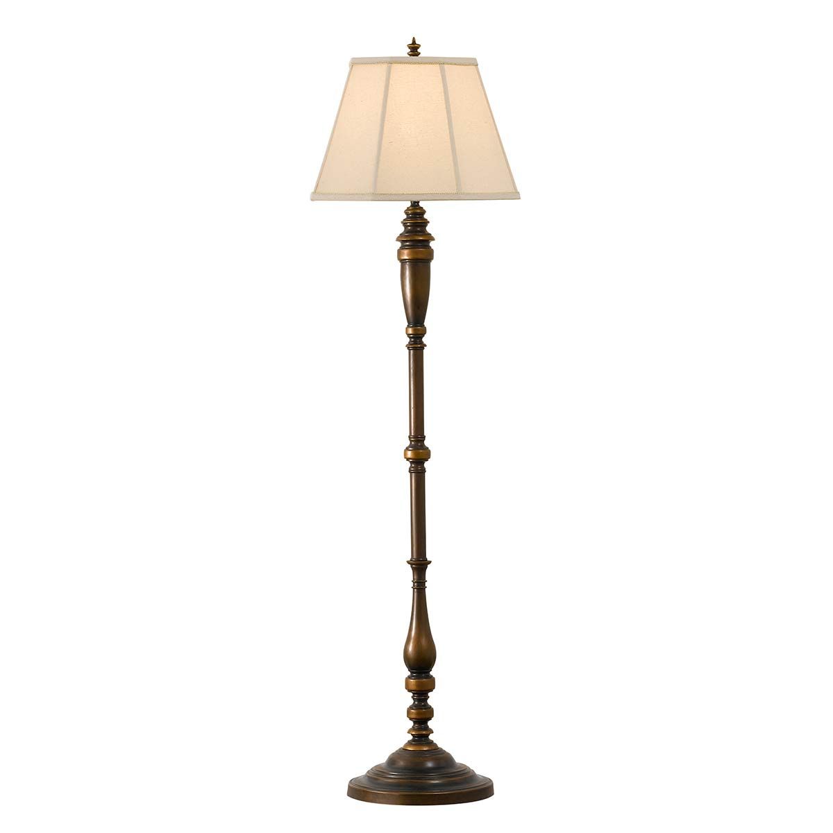 Lincolndale 1-flammige Stehlampe - Astralbronze mit natürlichem Schirm