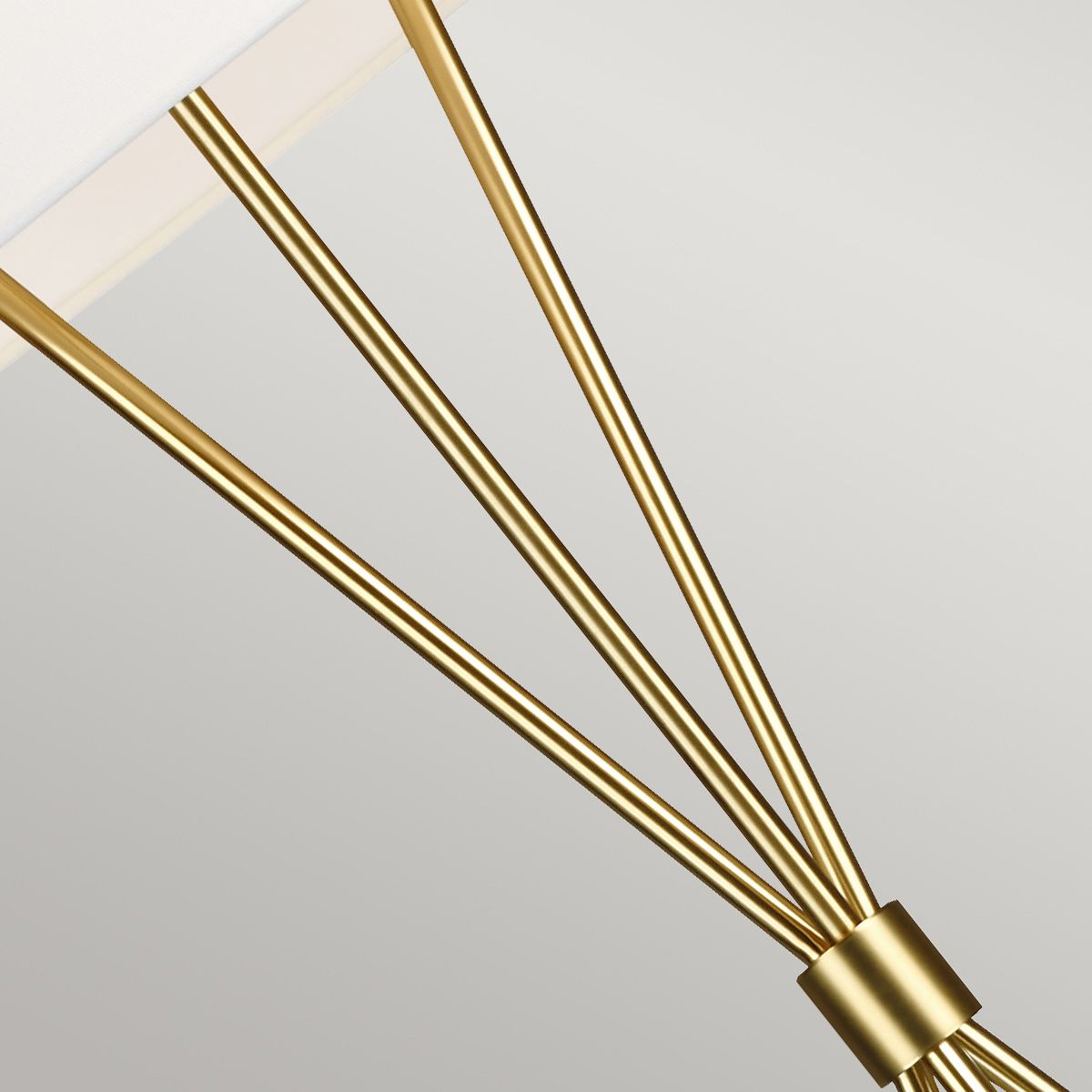 Penny 1-flammige Stehlampe - brüniertes Messing mit weißem Schirm