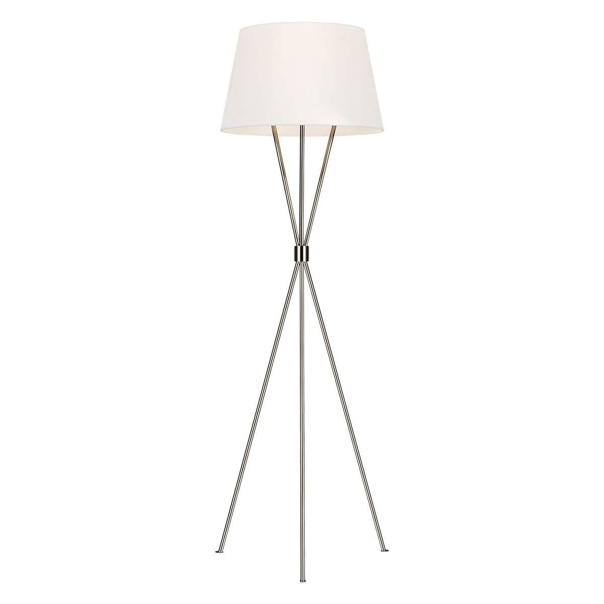 Stehlampe Penny 1-flammig, poliertes Nickel, weißer Schirm