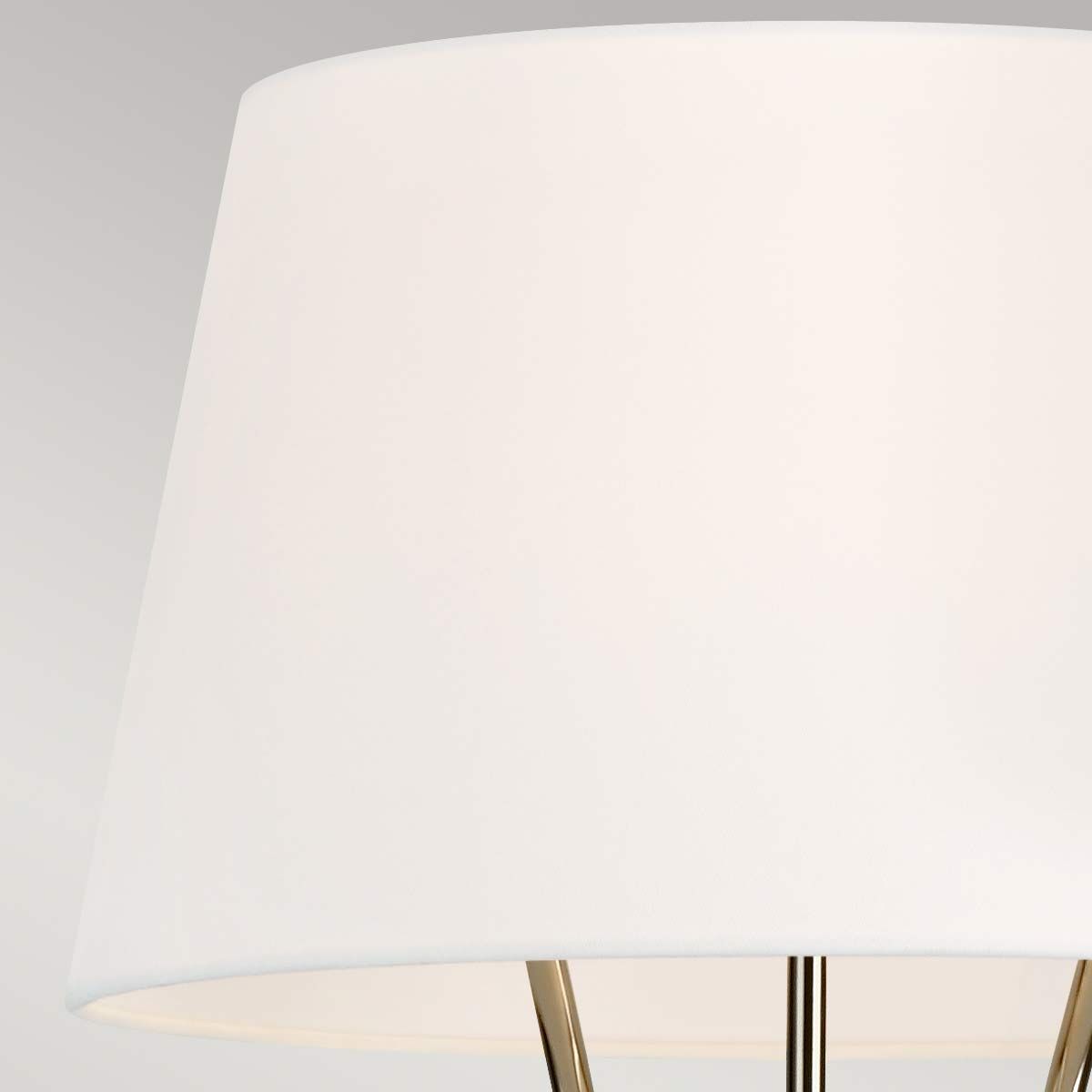 Stehlampe Penny 1-flammig, poliertes Nickel, weißer Schirm