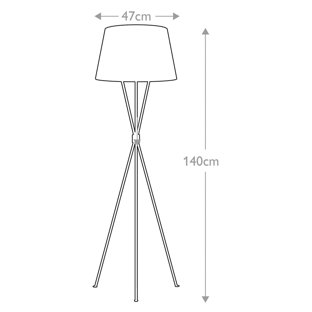 Stehlampe Penny 1-flammig, poliertes Nickel, weißer Schirm