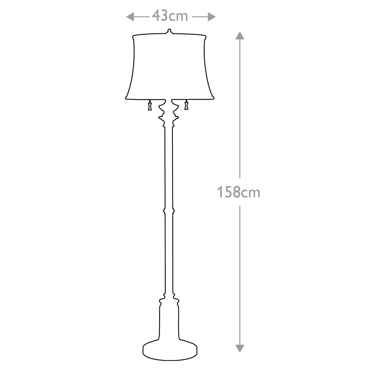 Stateroom 2-flammige Stehlampe - Bali Messing mit weißem Schirm