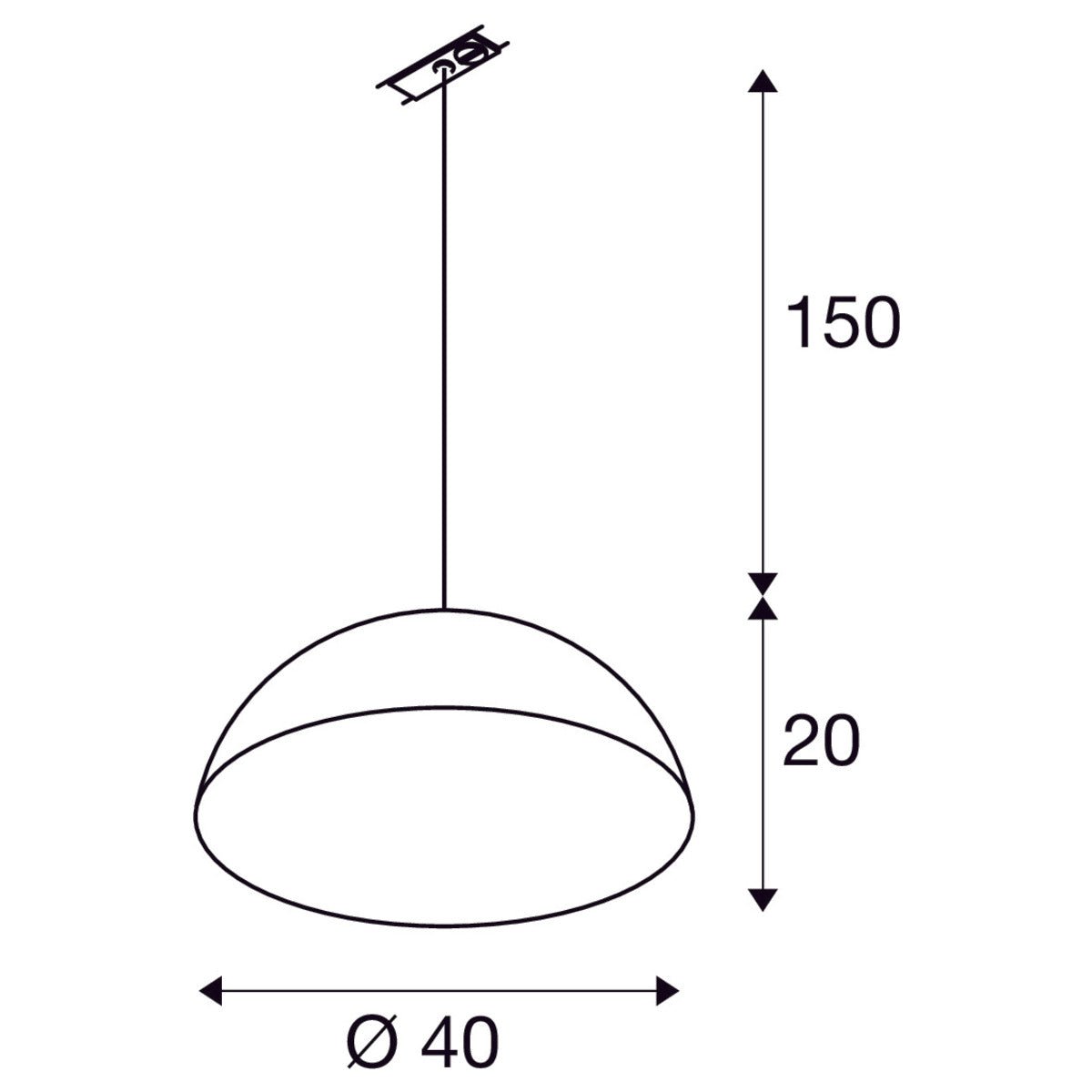 FORCHINI M 40 TRAC K 1~ Pendelleuchte, E27, Pendellänge 150 cm, Adapter silbergrau, 1x max. 40 W, matt schwarz / matt gold - SLV - 1008539