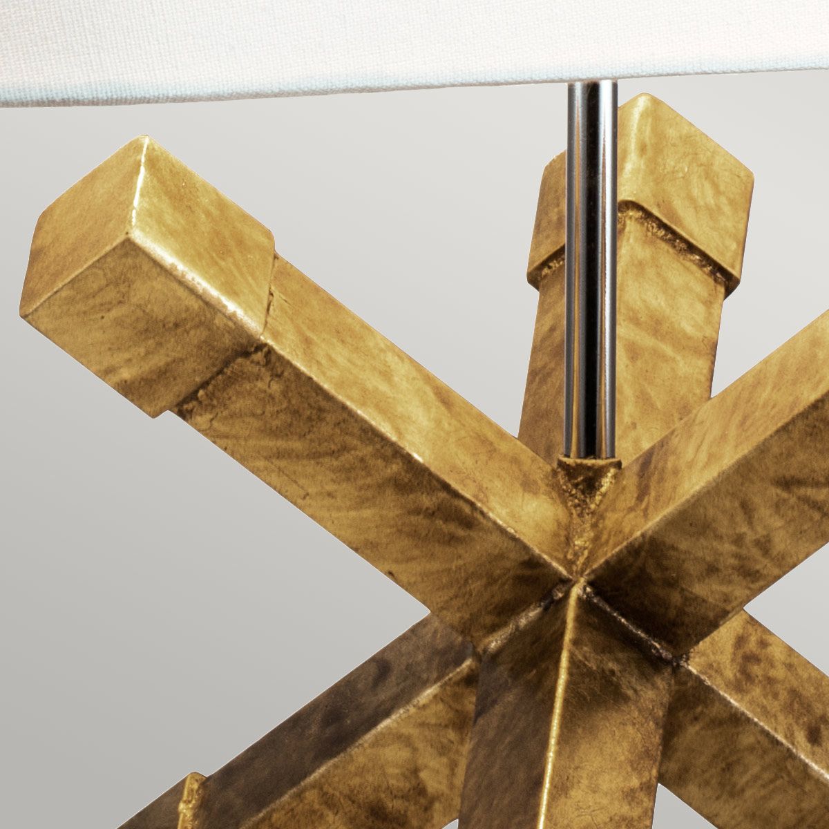 Tischlampe Jackson Square mit 1 Licht, Antik-Gold mit cremefarbenem Schirm