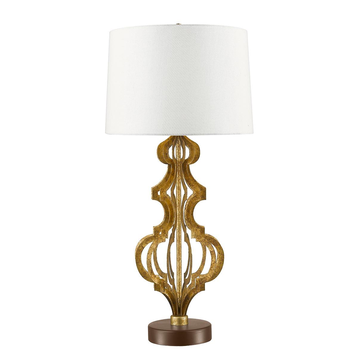 Tischlampe Octavia mit 1 Flamme, Antik-Gold mit cremefarbenem Schirm