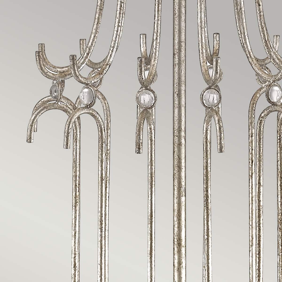 Tischlampe Stella mit 1 Flamme, Antik-Silber mit cremefarbenem Schirm