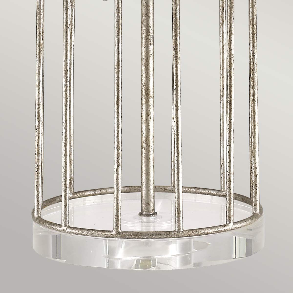 Tischlampe Stella mit 1 Flamme, Antik-Silber mit cremefarbenem Schirm