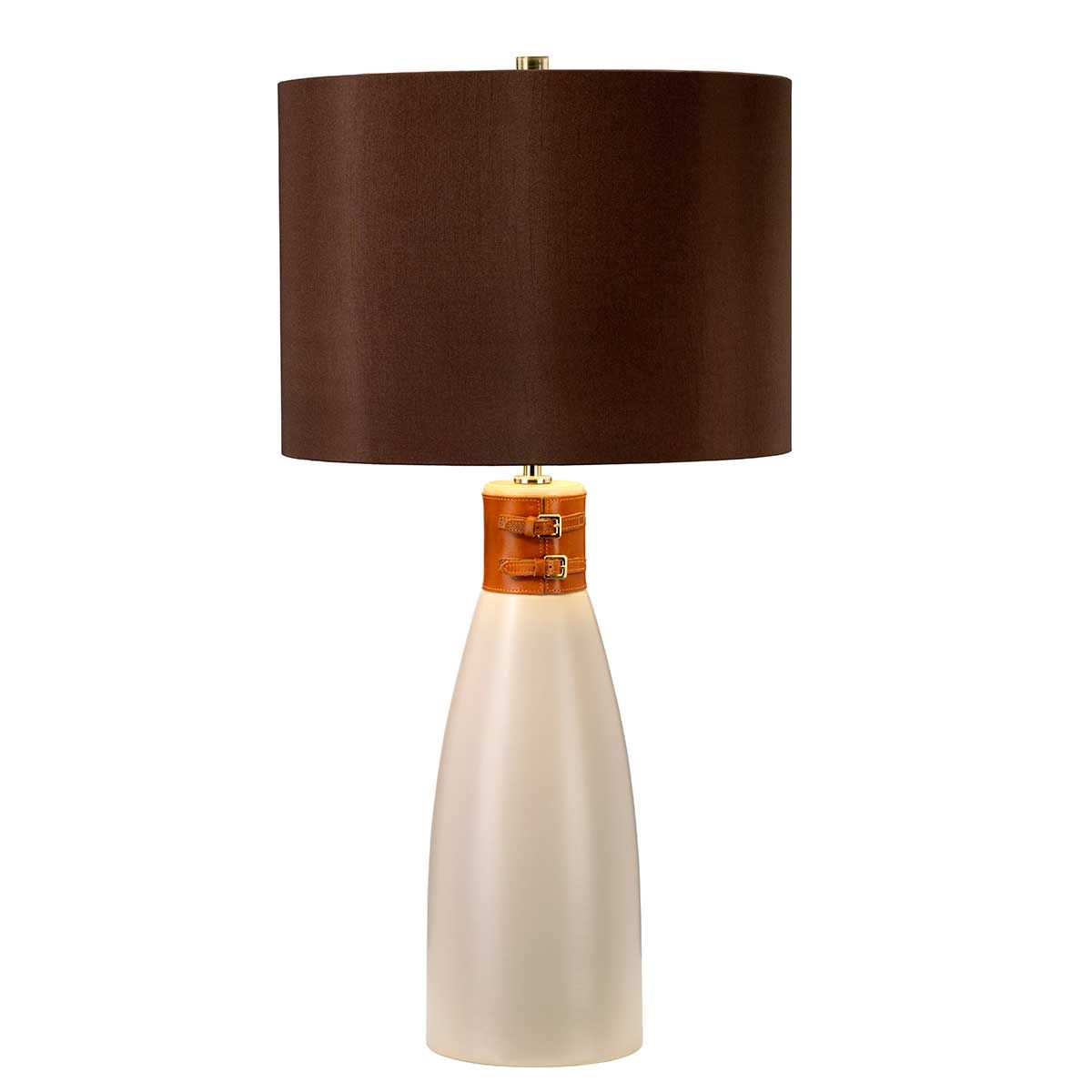 Tischlampe Hammersmith 1-flammig, Taupe mit braunem Schirm