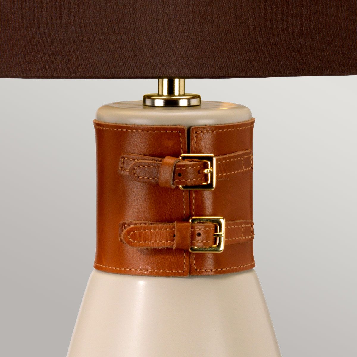 Tischlampe Hammersmith 1-flammig, Taupe mit braunem Schirm