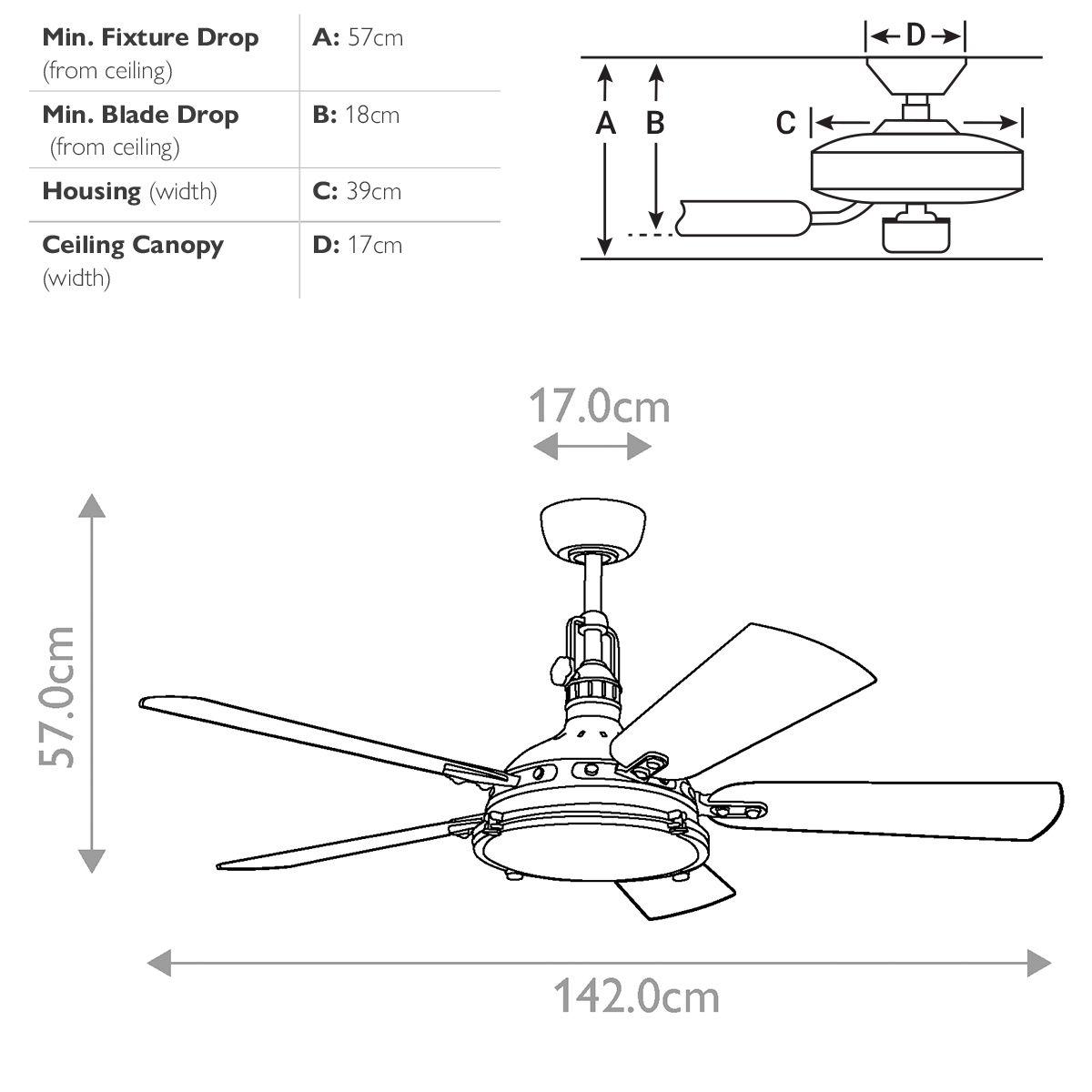 Hatteras Bay - 56 Zoll / 142 cm Ventilator - Brüniertes Antikmessing - Elsteadlighting - KLF - HATTERAS - BAY - 56 - BAB