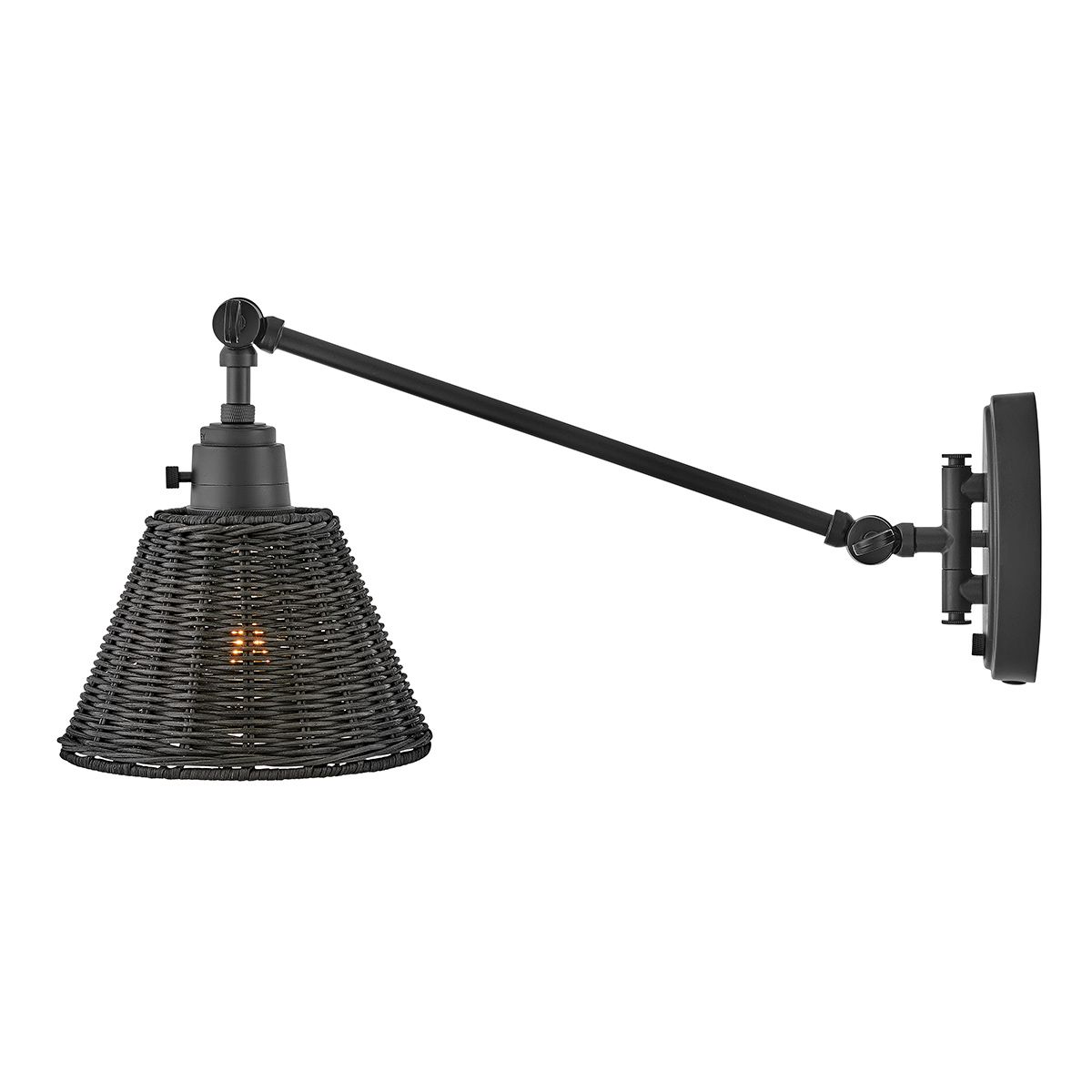 Hinkley Arti 1 lt Wandlampe - Schwarz, Schwarzer Rattan-Schirm - Elsteadlighting - leuchtengrosshandel24