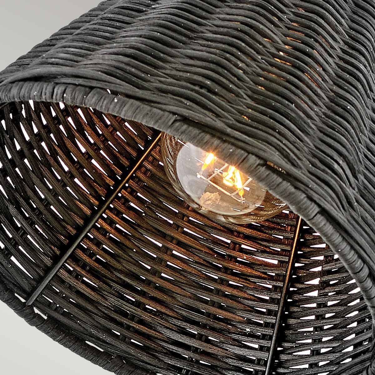 Hinkley Arti 1 lt Wandlampe - Schwarz, Schwarzer Rattan-Schirm - Elsteadlighting - leuchtengrosshandel24