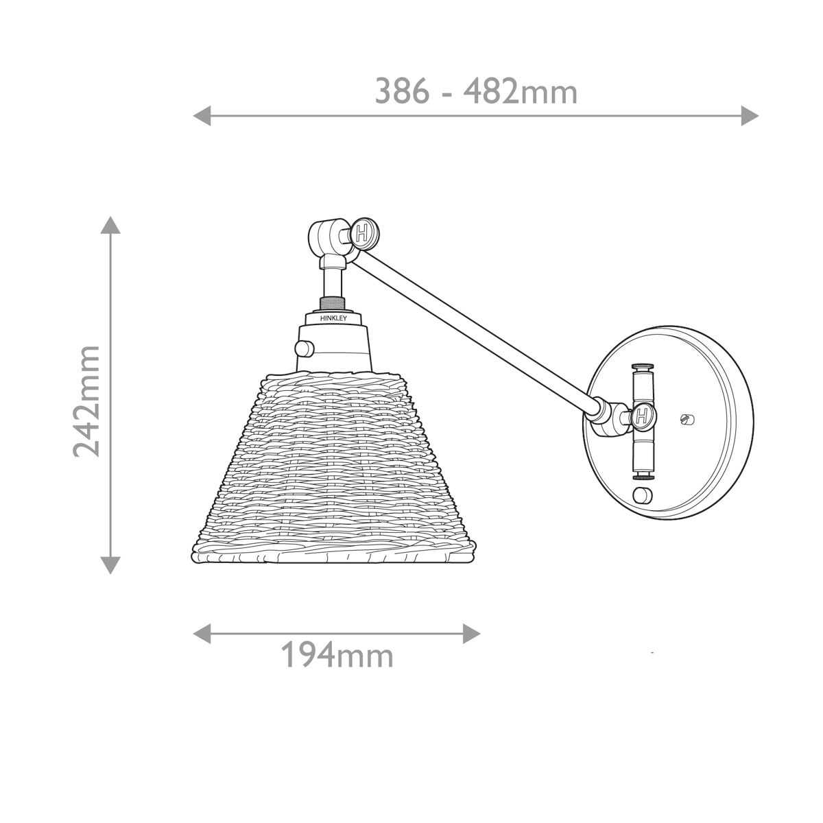 Hinkley Arti 1 lt Wandlampe - Schwarz, Schwarzer Rattan-Schirm - Elsteadlighting - leuchtengrosshandel24
