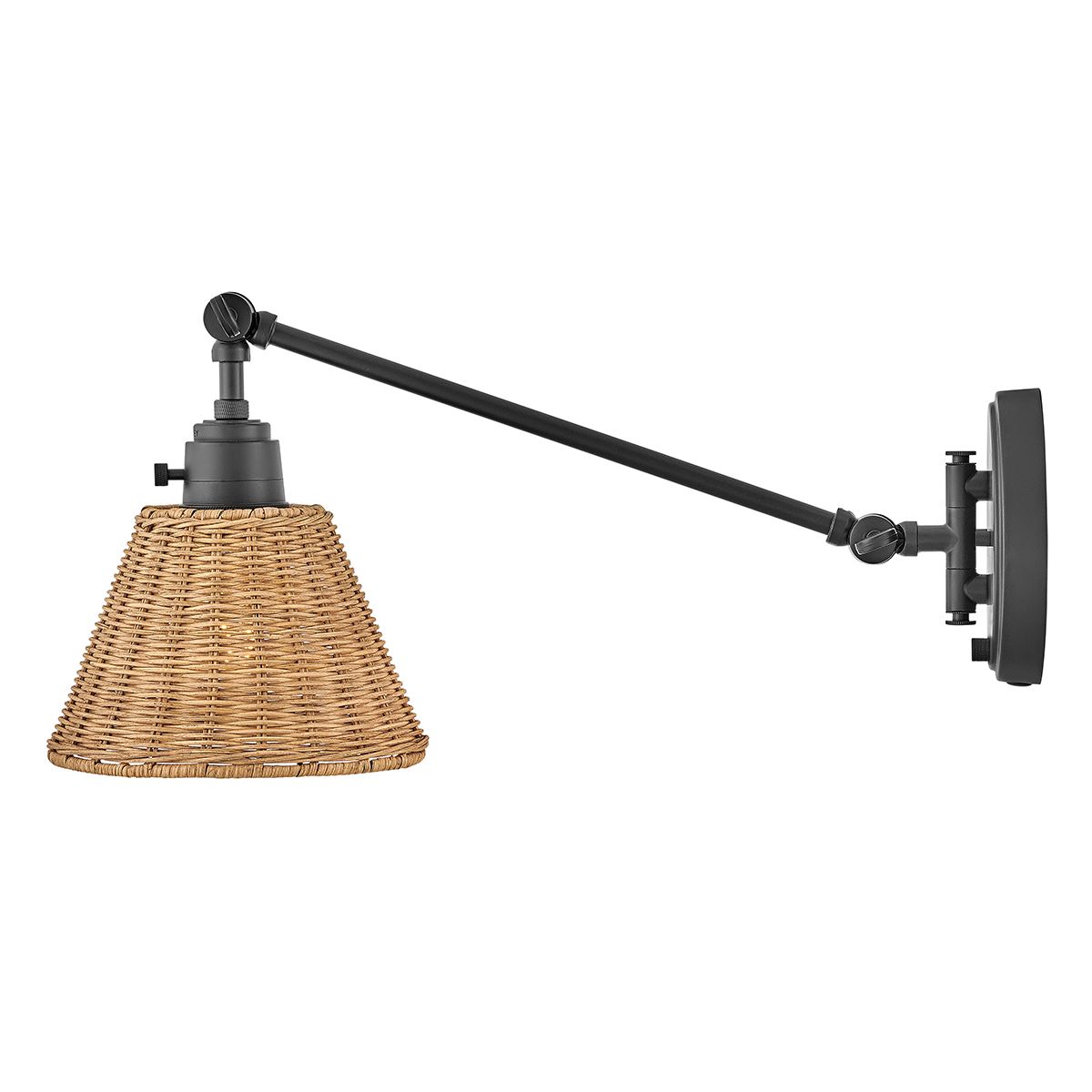 Hinkley Arti 1 lt Wandlampe - Schwarz, natürlicher Rattan-Schirm - Elsteadlighting - leuchtengrosshandel24