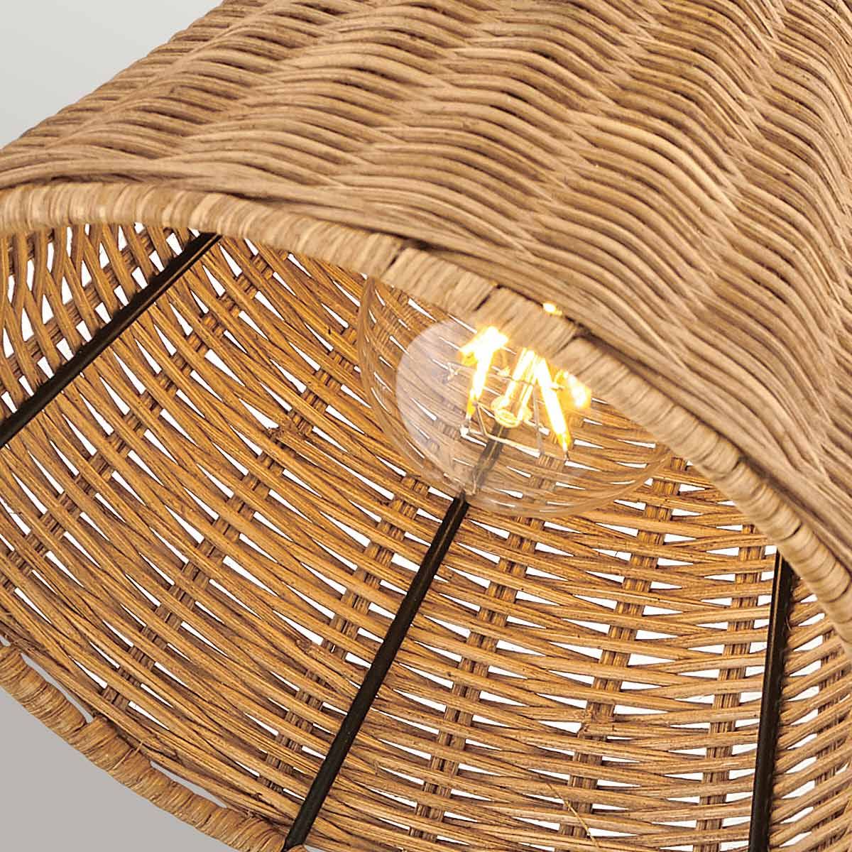 Hinkley Arti 1 lt Wandlampe - Schwarz, natürlicher Rattan-Schirm - Elsteadlighting - leuchtengrosshandel24