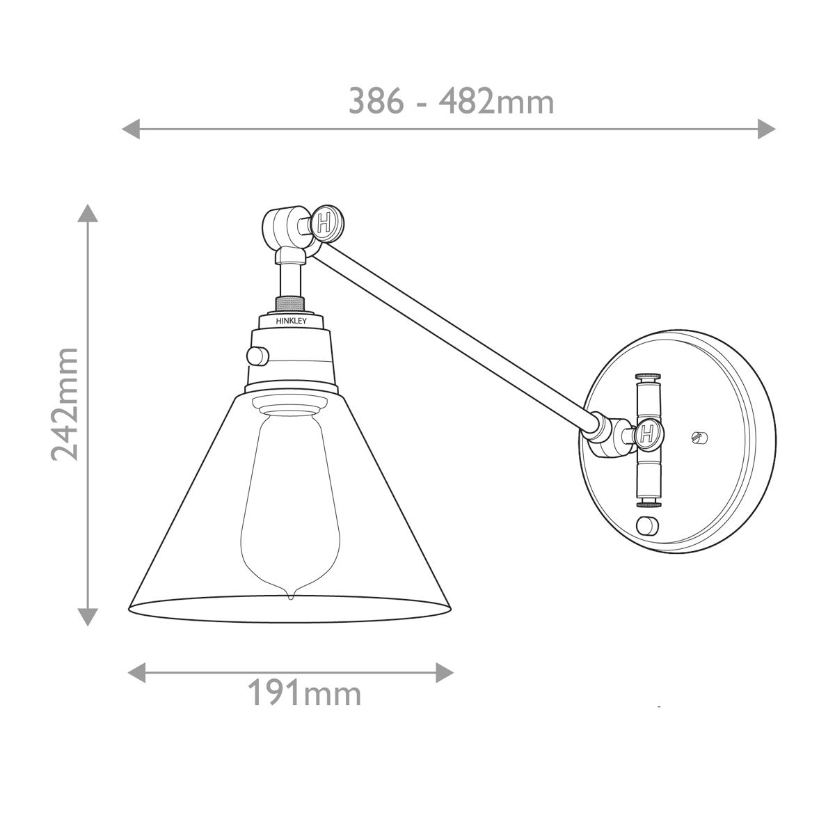 Hinkley Arti 1 lt Wandlampe - Erbstückmessing, klarer Glasschirm - Elsteadlighting - leuchtengrosshandel24