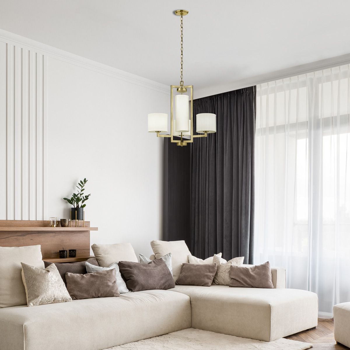 4 l Hampton Kronleuchter - Gebürstetes Messing - Elsteadlighting - leuchtengrosshandel24
