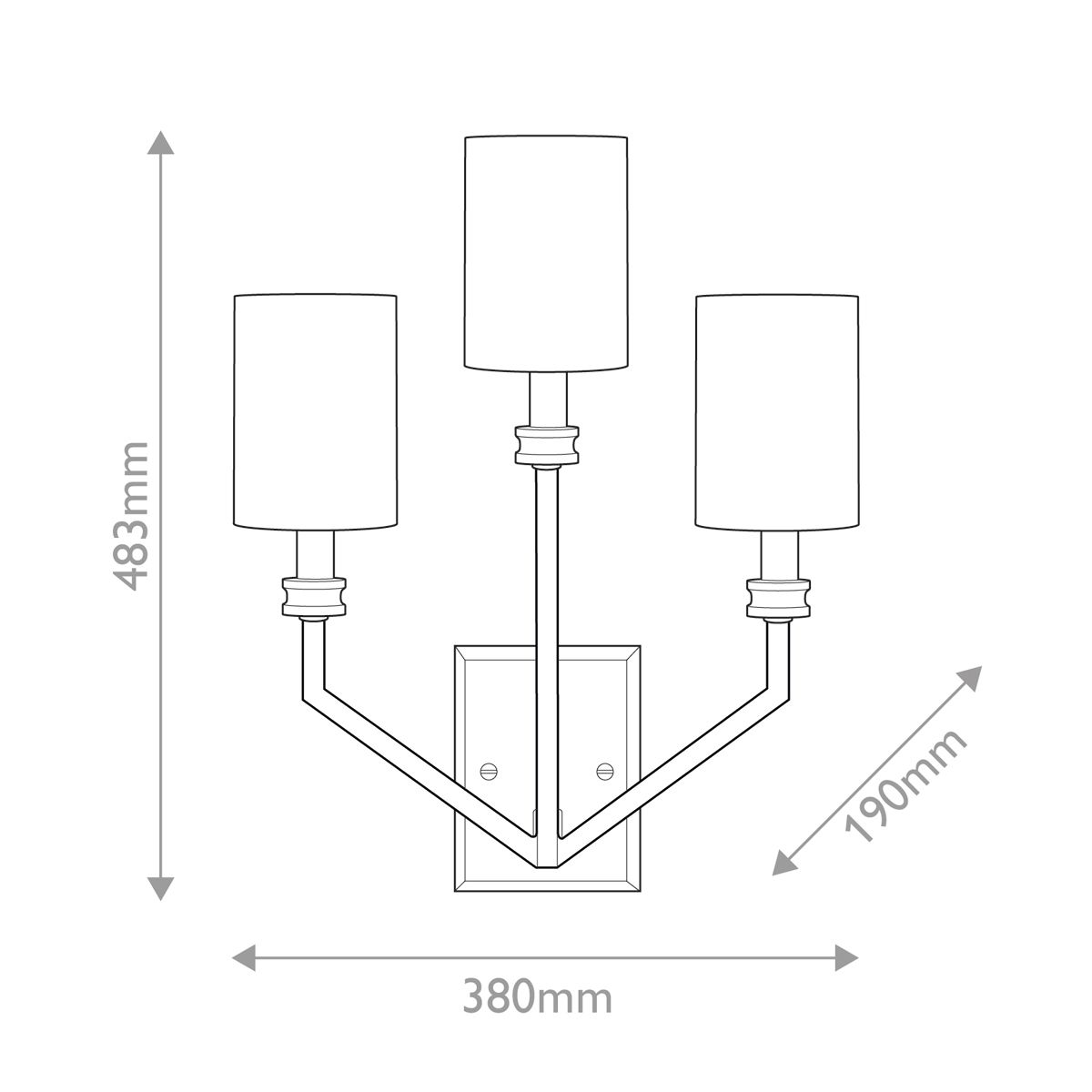 Hinkley Moore, große Wandleuchte, 3 l, traditionelles Messing mit elfenbeinfarbenem Leinenschirm - Elsteadlighting - leuchtengrosshandel24
