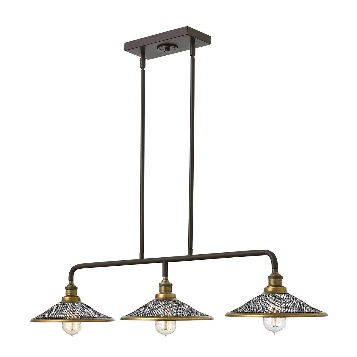 Rigby 3-flammiger Insel-Kronleuchter - Buckeye Bronze und Messing