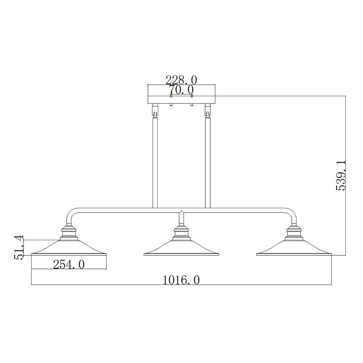Rigby 3-flammiger Insel-Kronleuchter - Buckeye Bronze und Messing