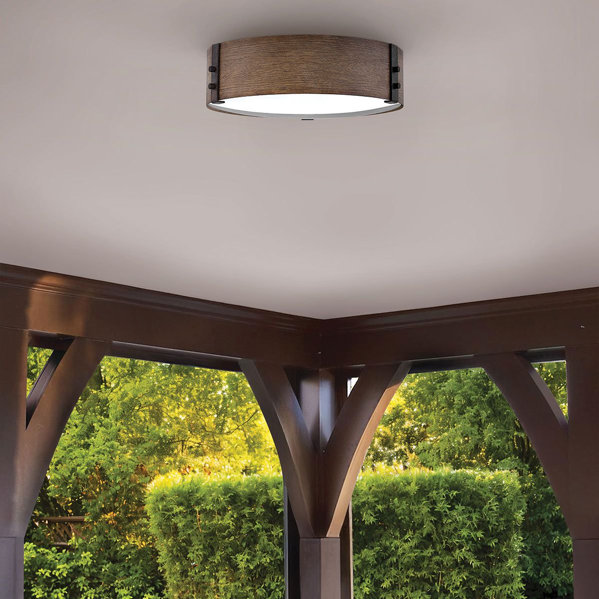 Hinkley Sawyer Deckenleuchte - Sequoia-Holzoptik mit Rost-Eisen-Akzenten - Elsteadlighting - leuchtengrosshandel24