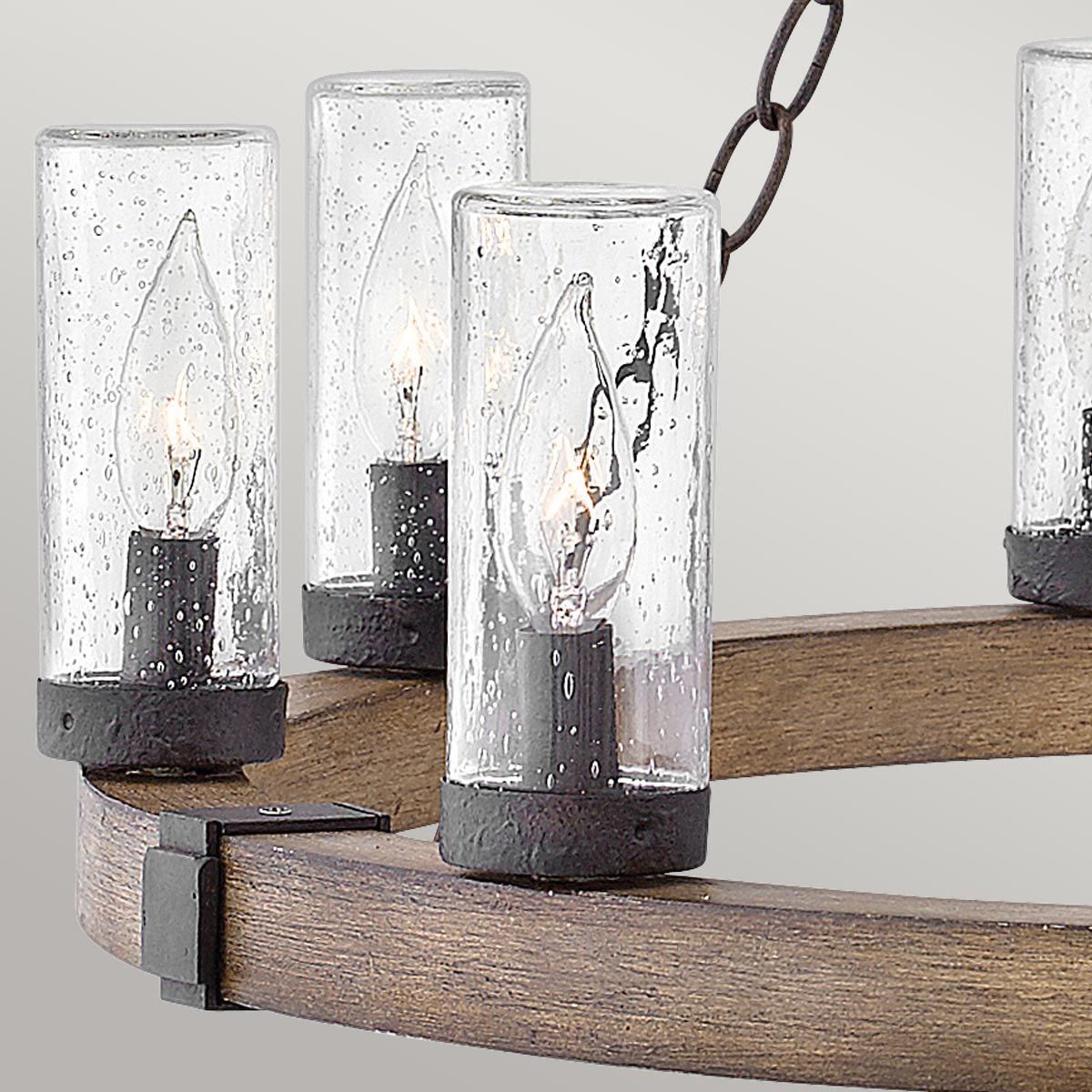 Hinkley Sawyer 9-Liter-Außenleuchter – Sequoia-Holzoptik mit Rost-Eisen-Akzenten und klarem Saatglas - Elsteadlighting - leuchtengrosshandel24