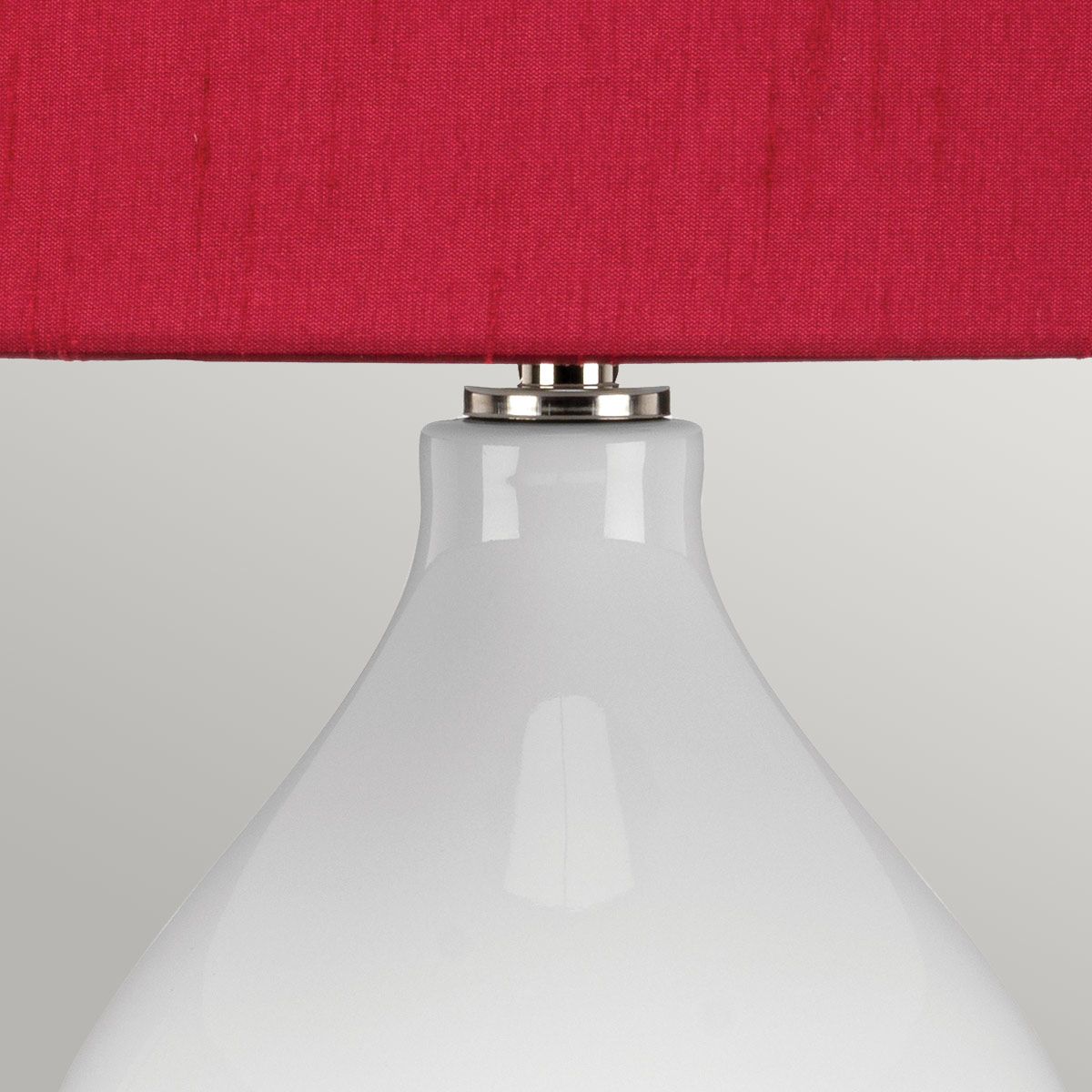 Tischleuchte Isla 1 Light - Poliertes Nickel, Weiß, Rot mit rotem Lampenschirm