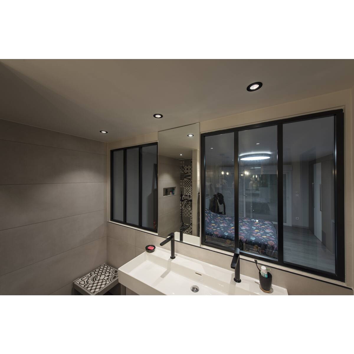 KAMUELA ECO Deckeneinbauleuchte, LED, 3000 K, schwarz, 38°, dimmbar, IP65, - SLV - 1001015